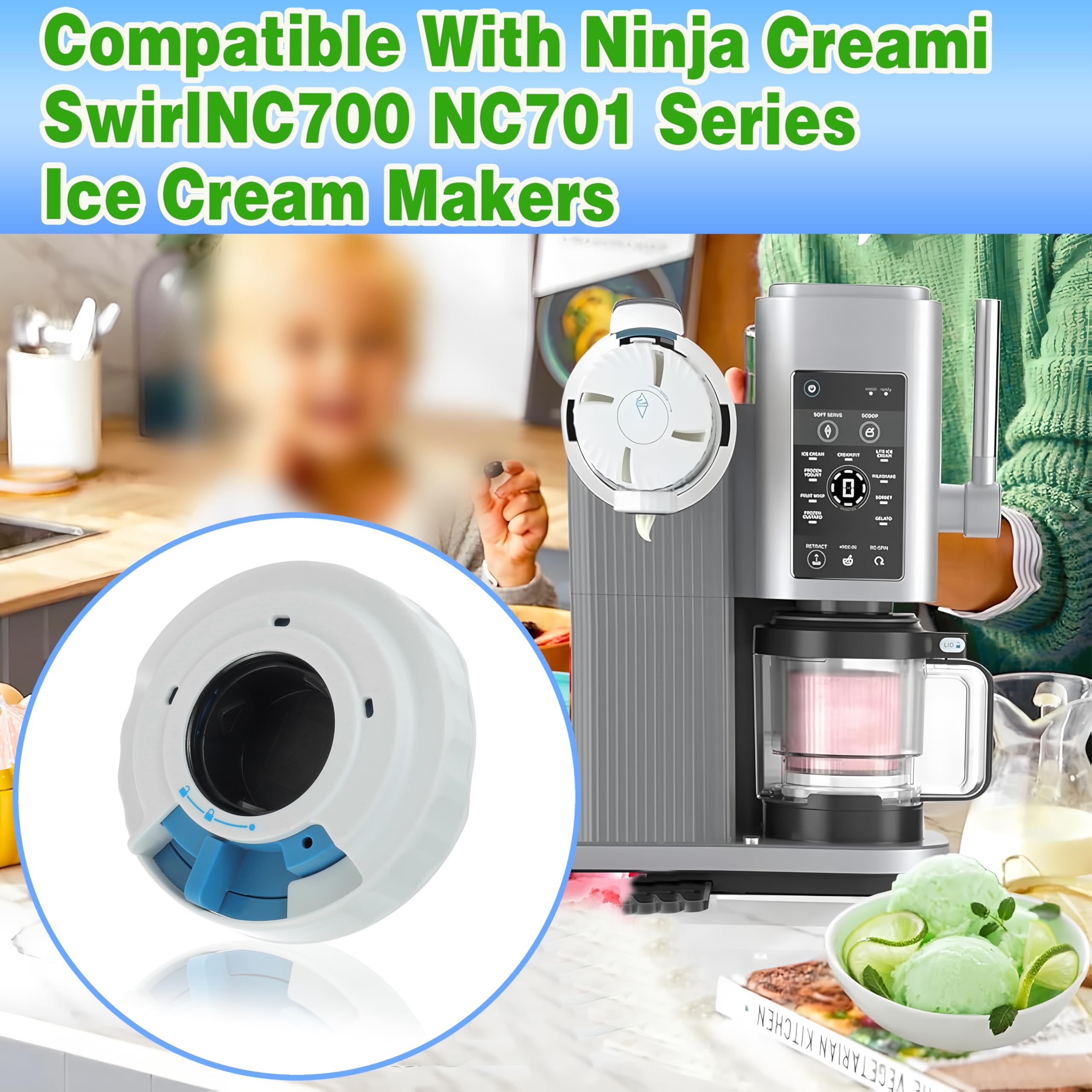 Ersatzdeckel für Ninja Swirl Creami Behälter, Zubehör passend zur NC700 / NC701EU Serie, kompatibel mit Ninja Eismaschine, spülmaschinenfest(ohne Paddel)