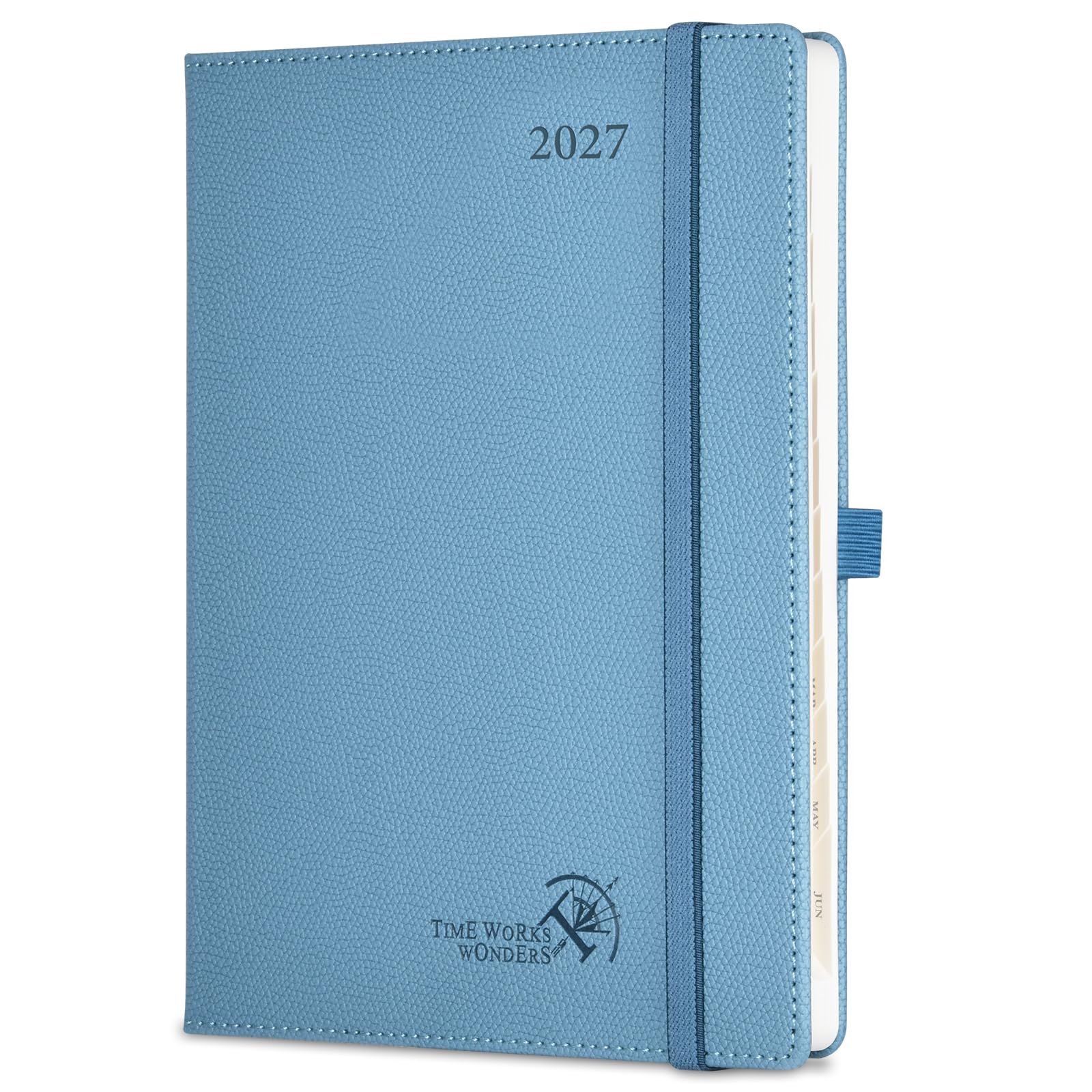 POPRUN A5 2027 Diary Week To View Pu Hardback Weekly Planner Horizontal