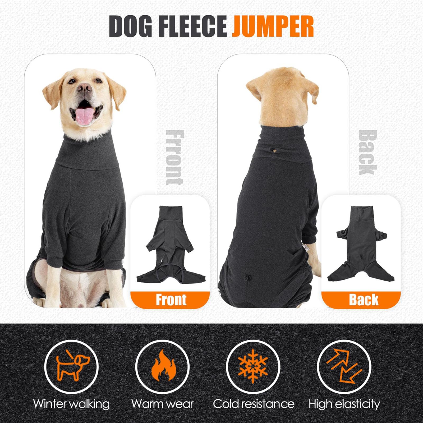 LIANZIMAU Maglione in Pile per Cani con Gambe Cappotto in Pile per Cani a Corpo Intero per l'Inverno Tuta Calda a Maniche Lunghe per Cani Body per Cani che Perdono Pelo Pigiama per Cani