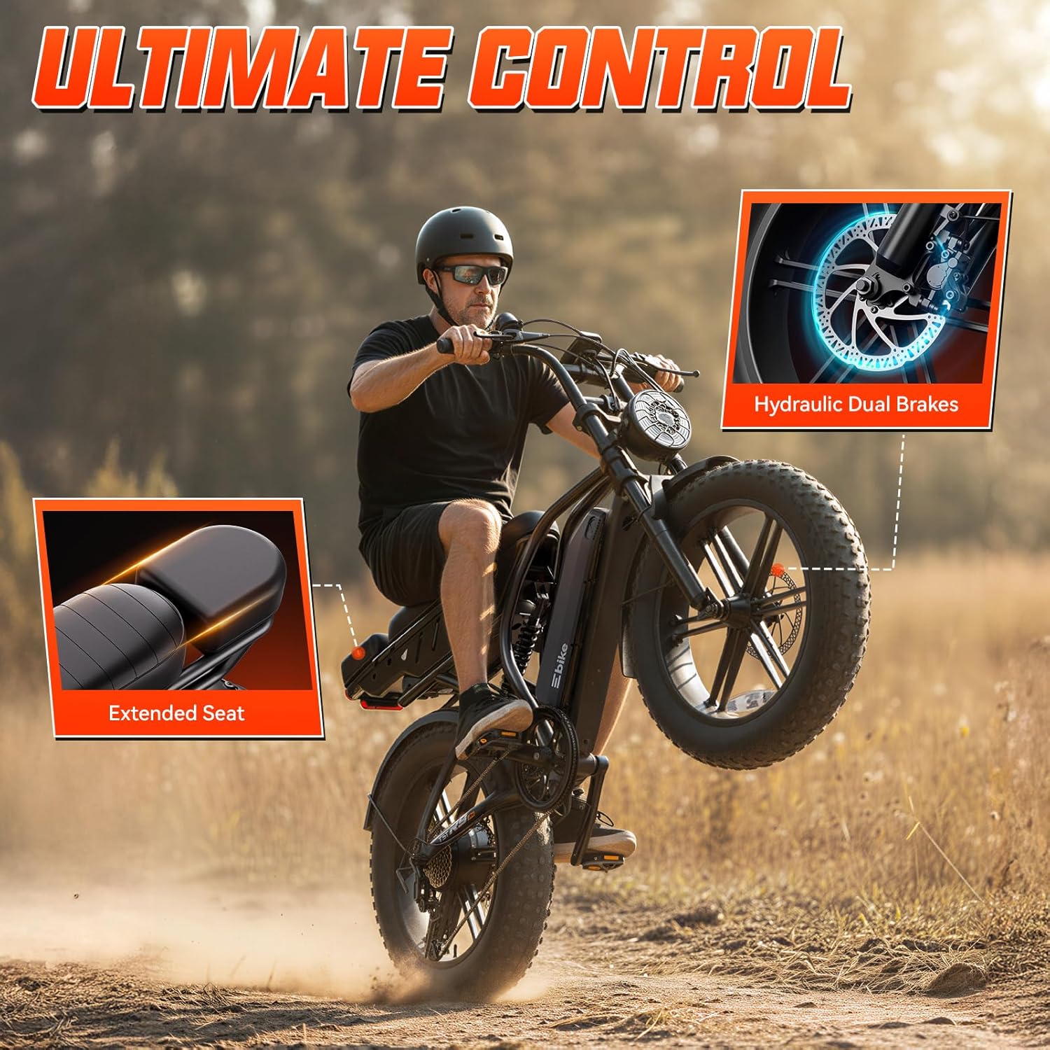 TST Electric Bike for Adults 1500W Peak 20" Fat Tire All-Terrain E-Bike 60/130 Miles 28 MPH Electric Dirt Bike - 48V 15/30 AH Battery Tested to UL 2849 Powered Electric Bicycle