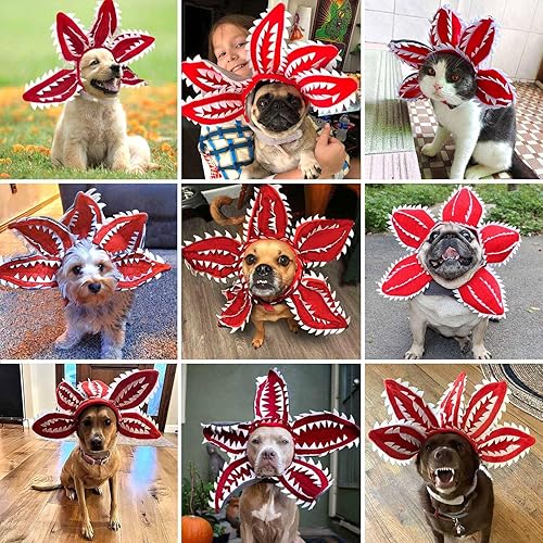 Miniatura 4 de Demogorgon Dog Costume, Pet Halloween Costumes Novelty Demodog Hat Headgear, Funny Dog Clothes for Small Medium Dogs Cats Puppy, Cosplay Demon Props