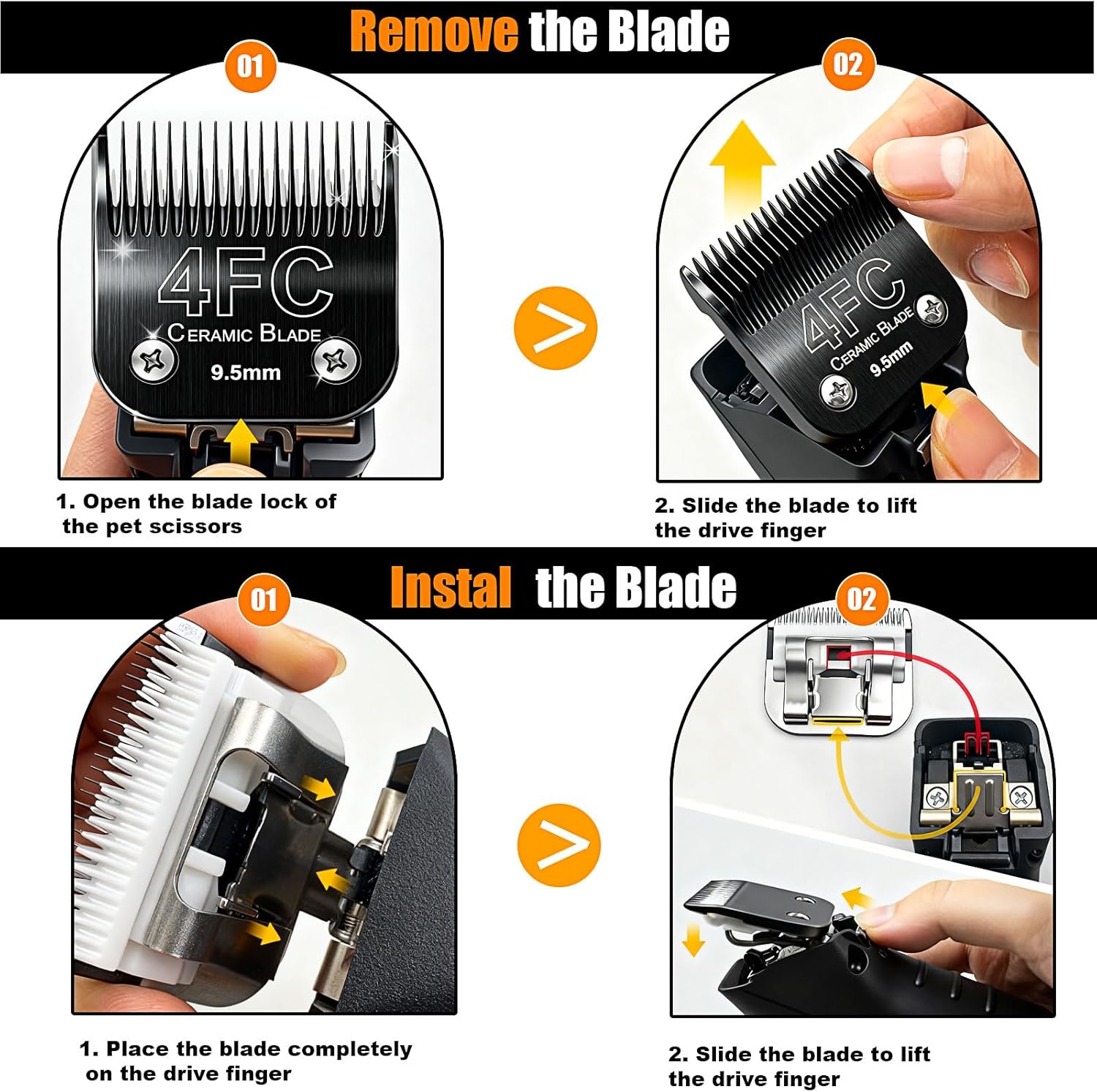 Dog Grooming Clipper Blades Replacement Compatible with Andis Dog Clippers,Most OsterA5, Wahl KM Series Pet Clippers (Black(3FC+4FC+5FC+7FC))