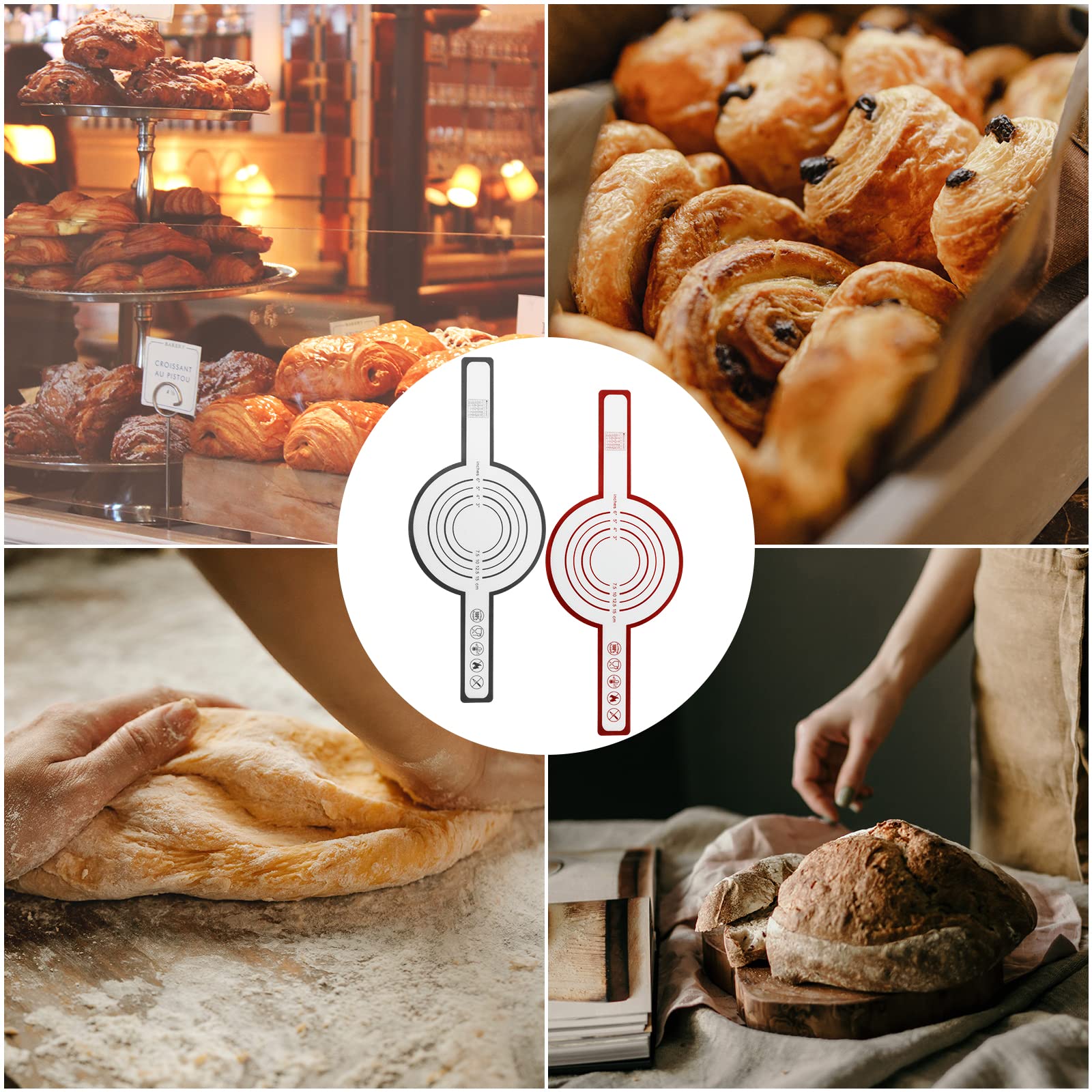 2 Tappetini Da Forno In Silicone Tondi Con Manici Lunghi - 54x21 Cm - Antiaderente, Riutilizzabili, Per Forno Olandese E Microonde