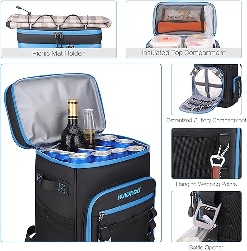 Miniatura 31 de Mochila enfriadora grande con aislamiento impermeable para hombres y mujeres, a prueba de fugas, para campamento, playa, pesca, picnic, viajes, al