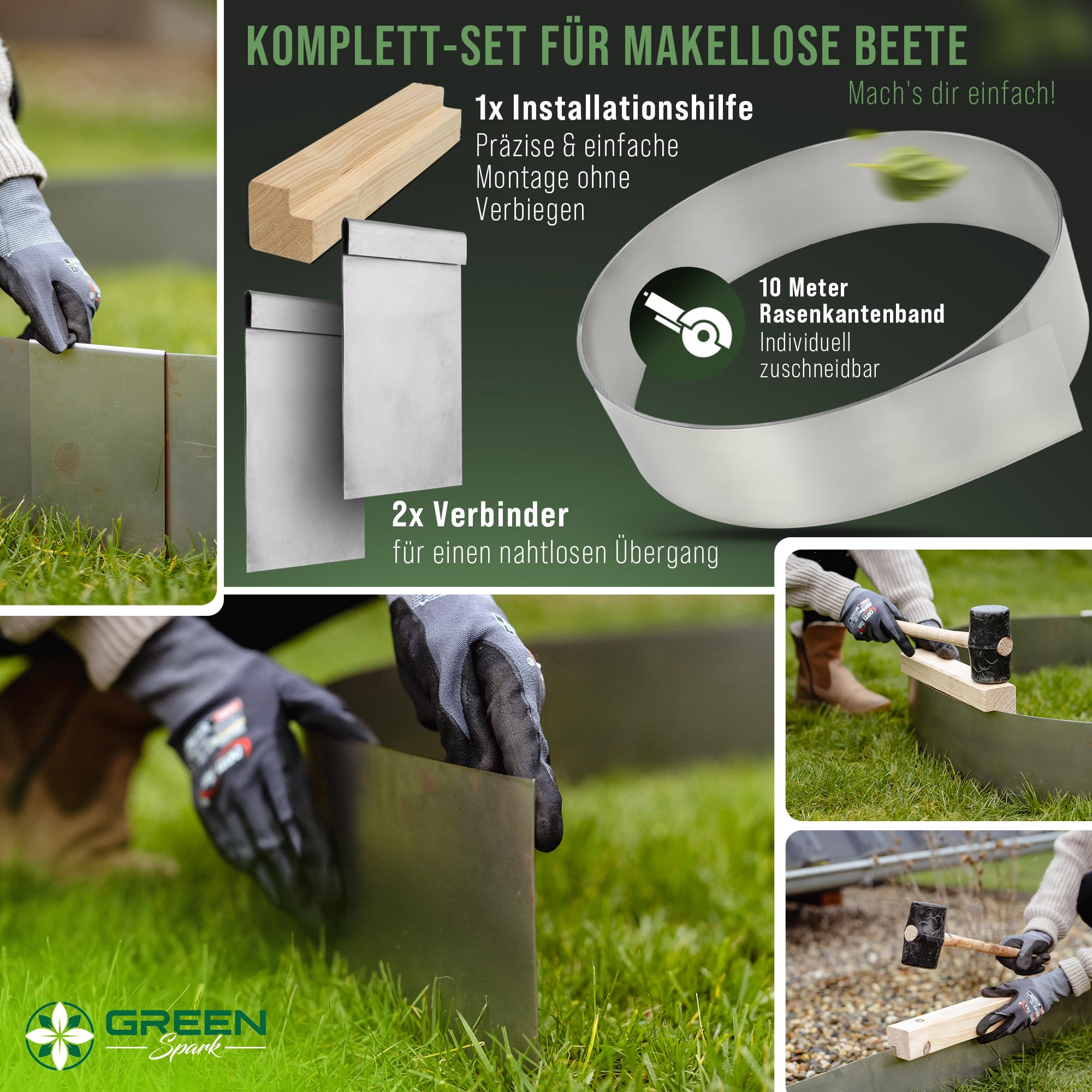 Cortenstahl Rasenkante [Schneckenabweisend] 10m x15cm, 1mm dick