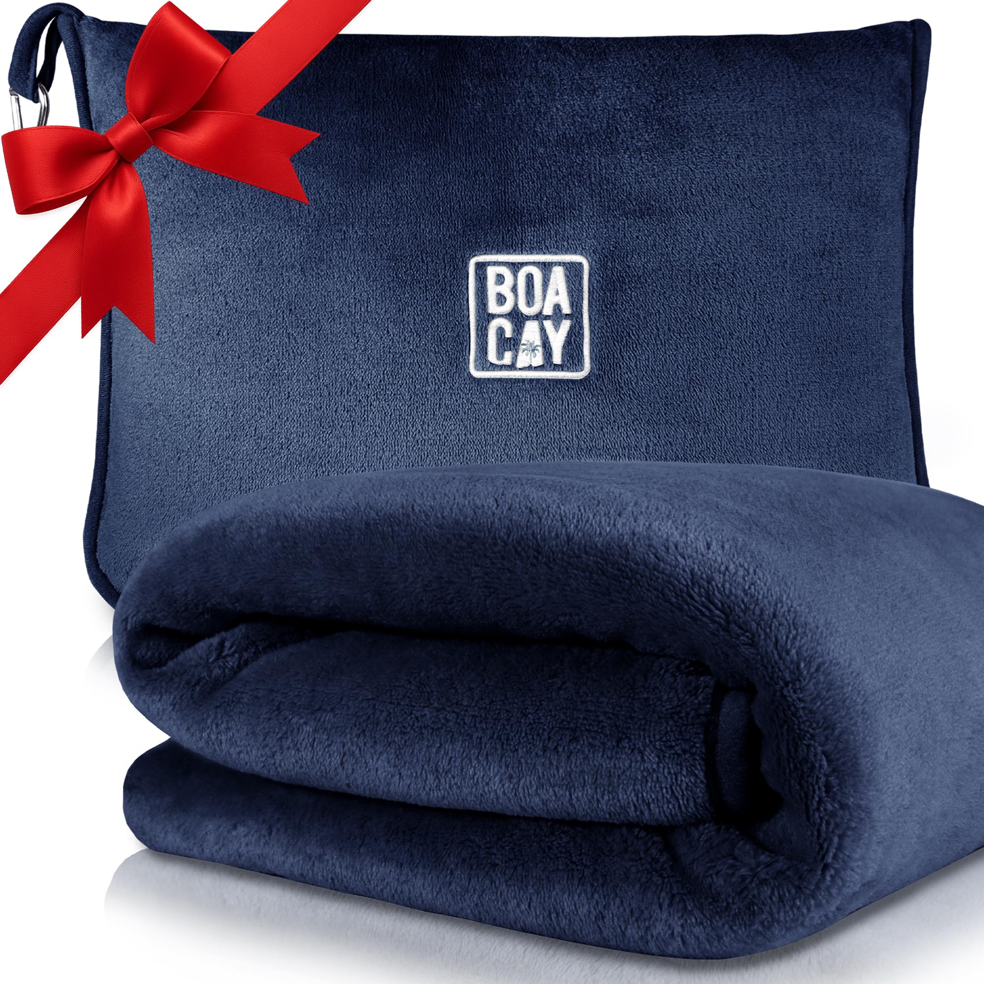 Soft & Warm Travel Blanket for Airplane & Car - Long Flight Essential for Women, Men, Kids - Compact Pillow with Luggage Sleeve & Backpack Clip