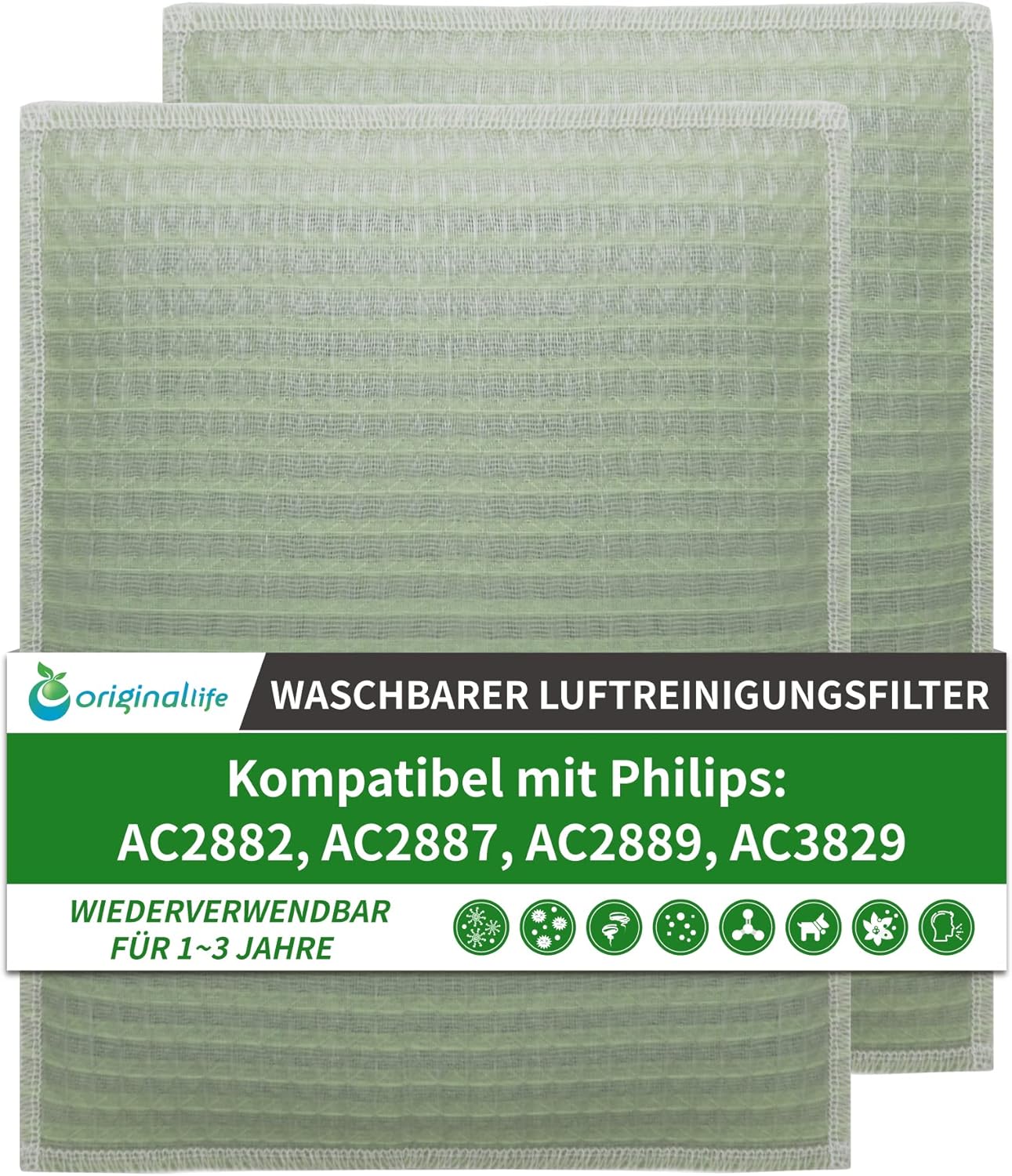 Original Life Washable Replacement Filters for Philips FY2420, FY2422