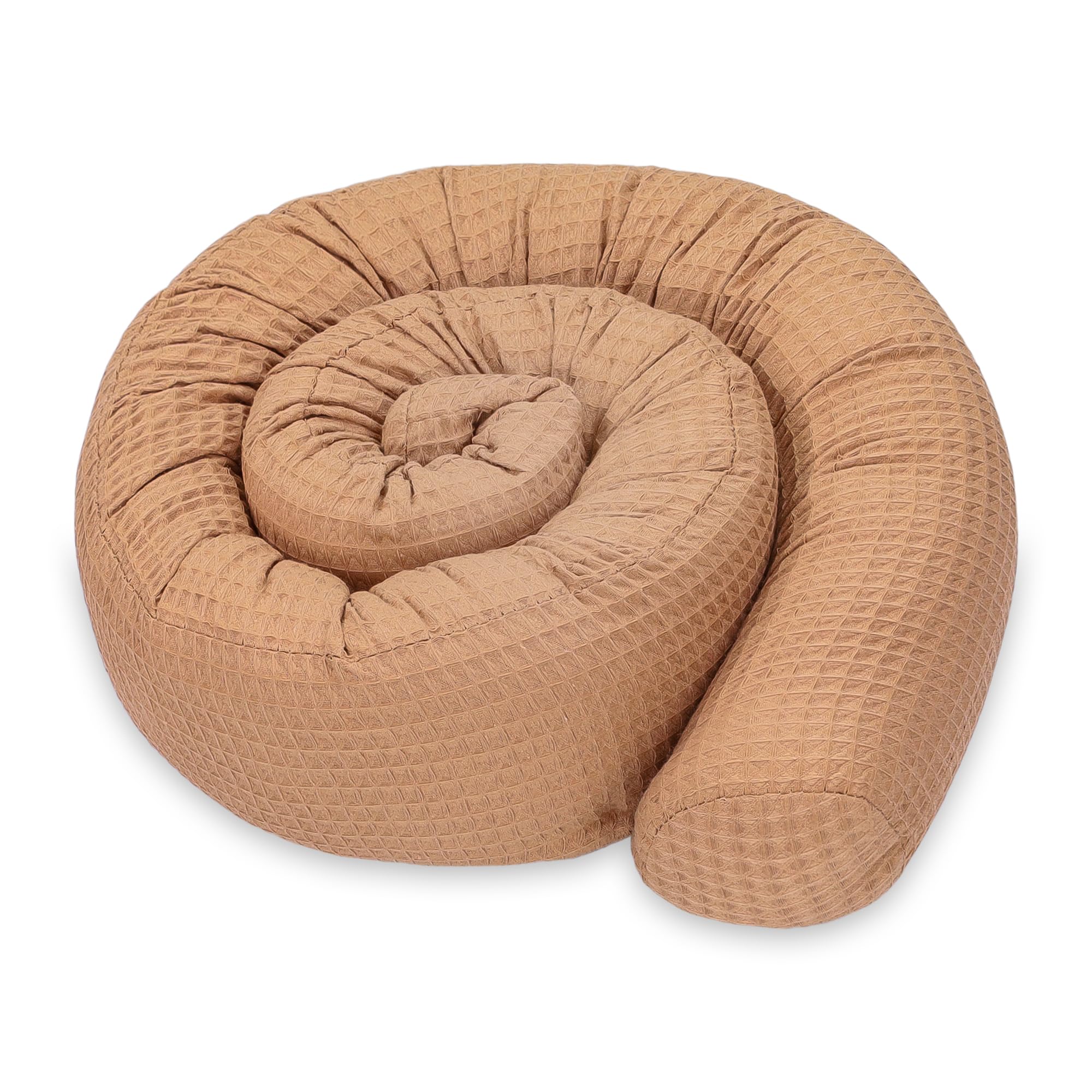 Totsy Baby Seitenschläferkissen Bettschlange Body Pillow 300 cm Baumwolle Waffel- Kopfkissen lang Bettrolle Schlafkissen Nackenrolle Kissen Oeko-Tex Braun