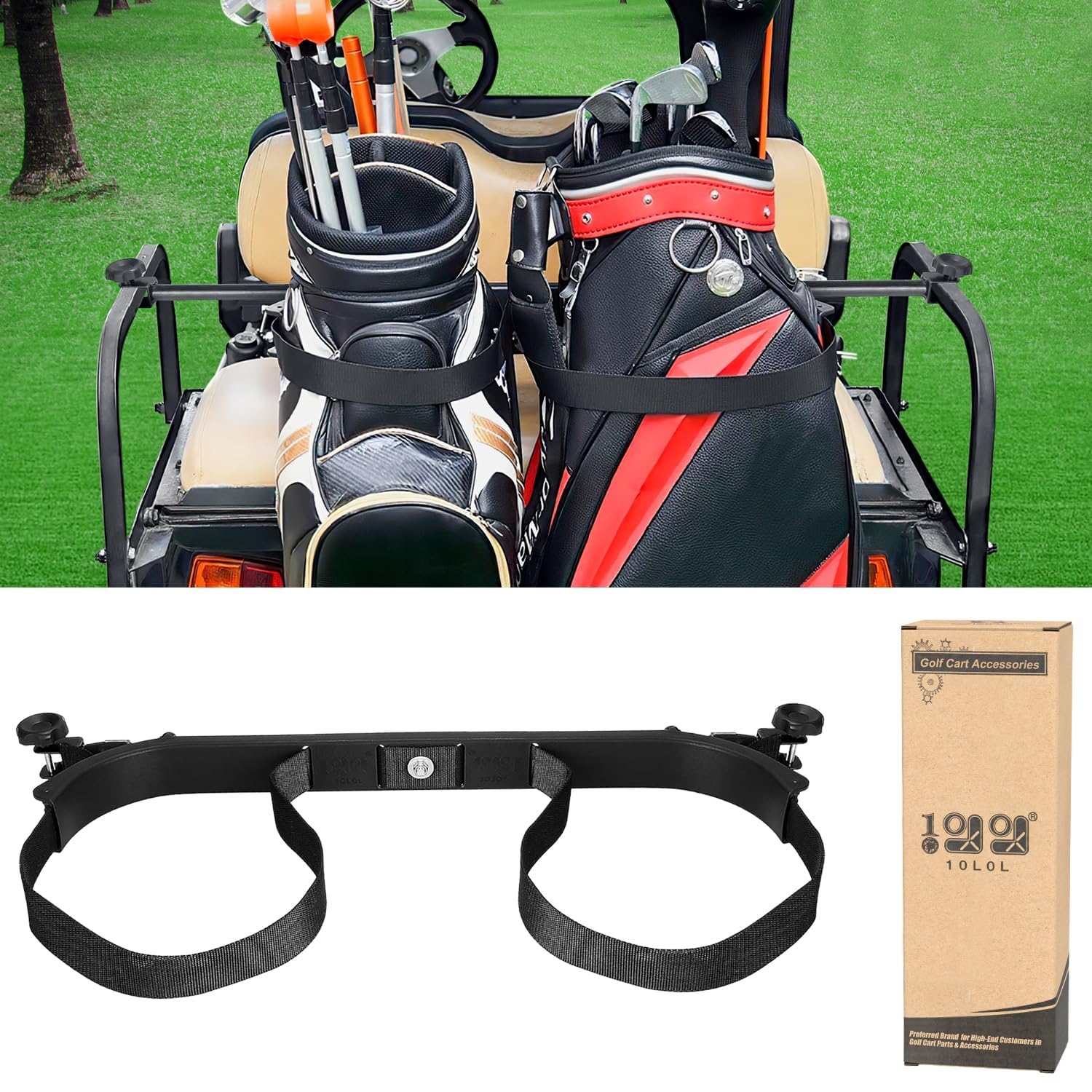 10L0L Universal Golf Bag Holder Attachment No-Drilling Required for Yamaha EZGO, Club Car