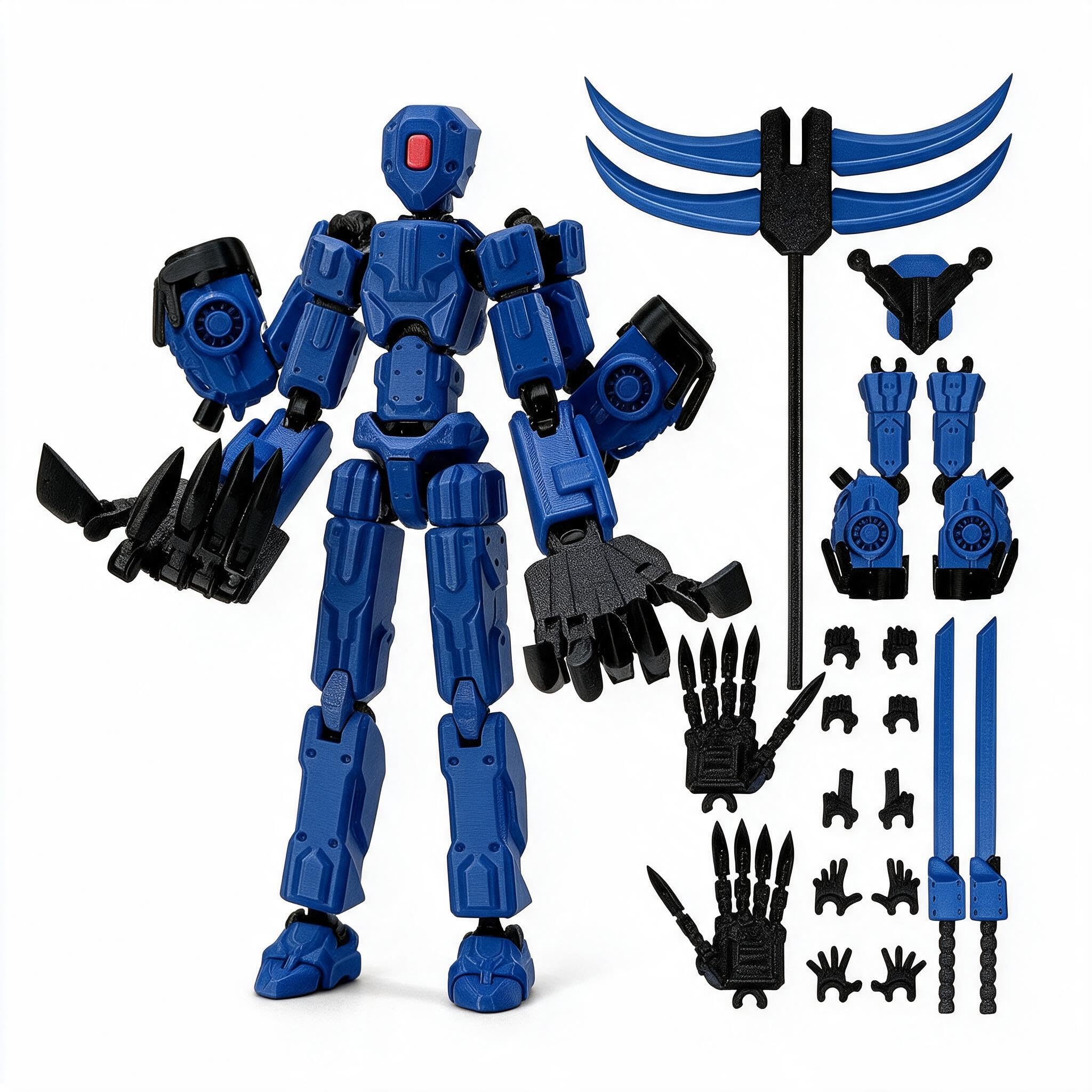 DiiWmme T13 Assembly Completed Action Figure,Multi-Jointed Movable Robot Toy,3D Printed Desktop Decoration​ for Collectors,Game Lovers​,Fully Articulated Dummy 13 Action Figure​ (Blue)