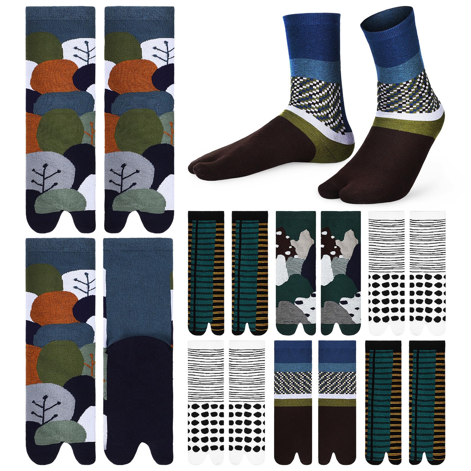 de Chaussettes Élastiques à Orteils Séparés Lot de 10 Paires en Coton Respirant et Sandales Faciles à Enfiler pour Chaussures Tabi Japonaises pour Hommes et Femmes
