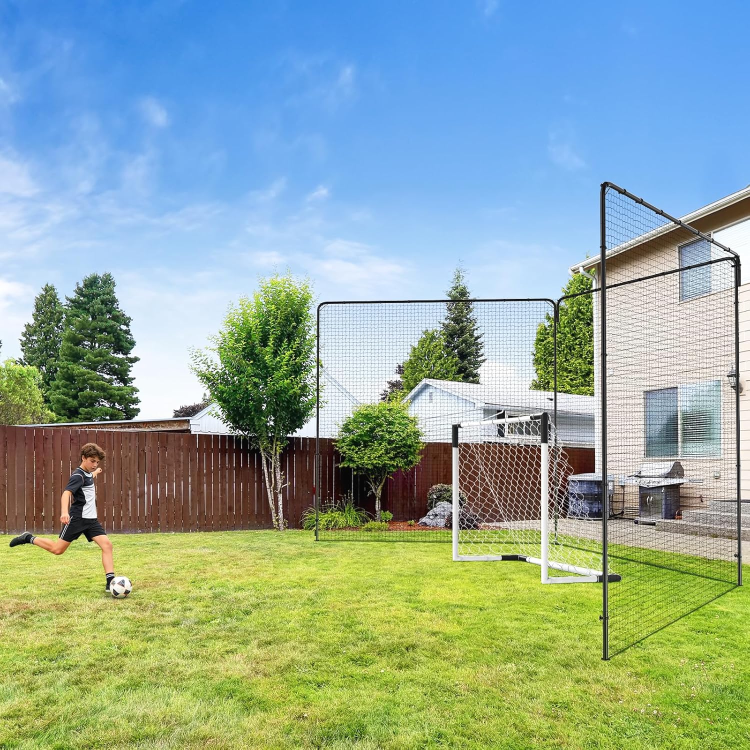 Ball Stop System - Soccer Backstop Net, Heavy Duty, High Impact, Practice Barrier