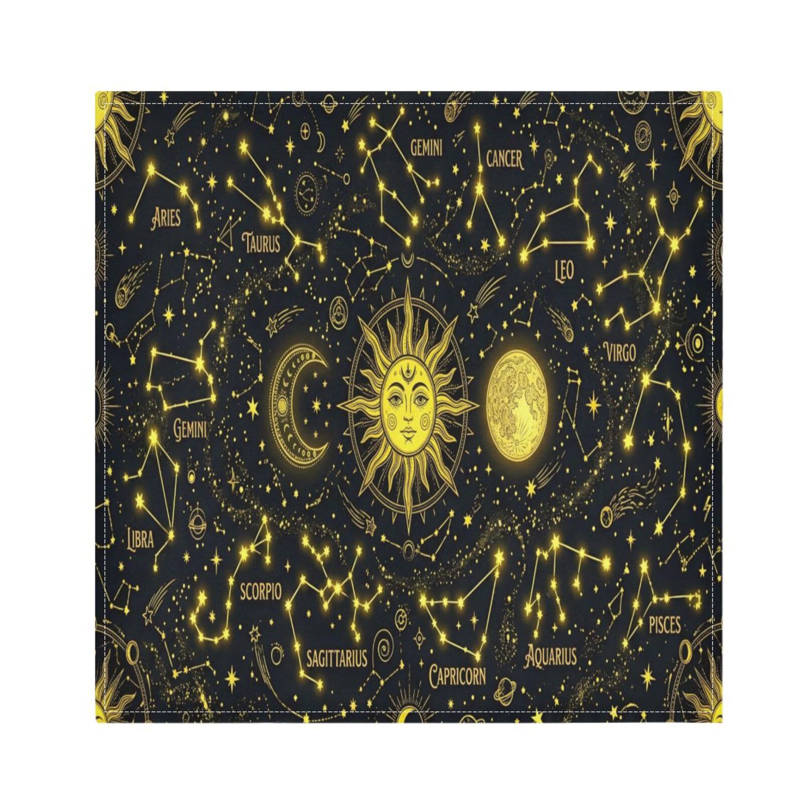 Ttgoth Sun Moon Cloth Napkin Set of 4 Washable & Reusable Dinner Napkins for Dining Table, Banquets, Wedding, Party, 50x50 cm