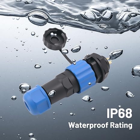 Elecbee IP68 Connector SP17 Series 2 pin Female Plug & Male Socket 2 Hole Flange Panel Mount Waterproof Connectors