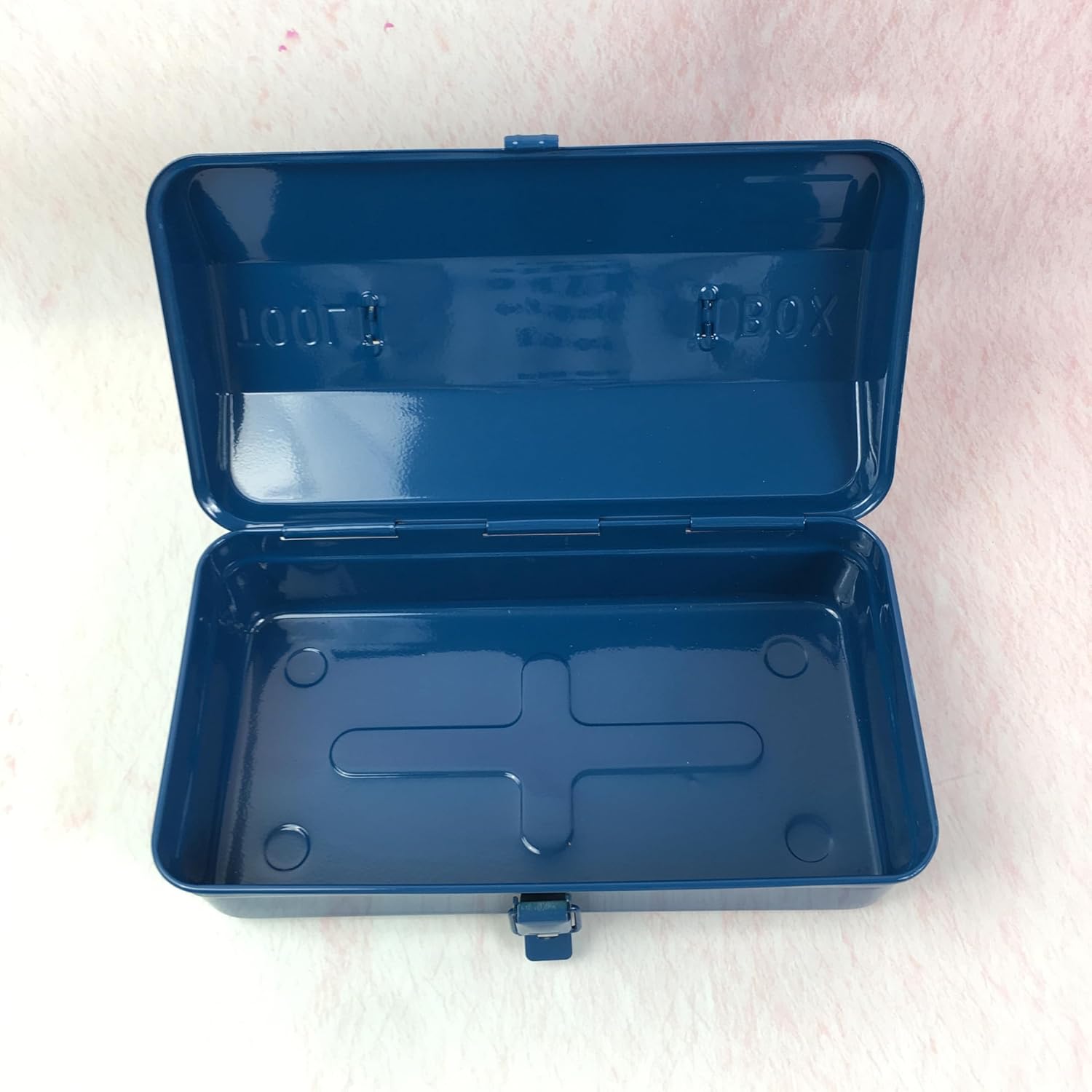ZNHVLNNG Metal tool boxes Deep Blue Metal Toolbox (Durable Metal Tool Organizer with Latches)