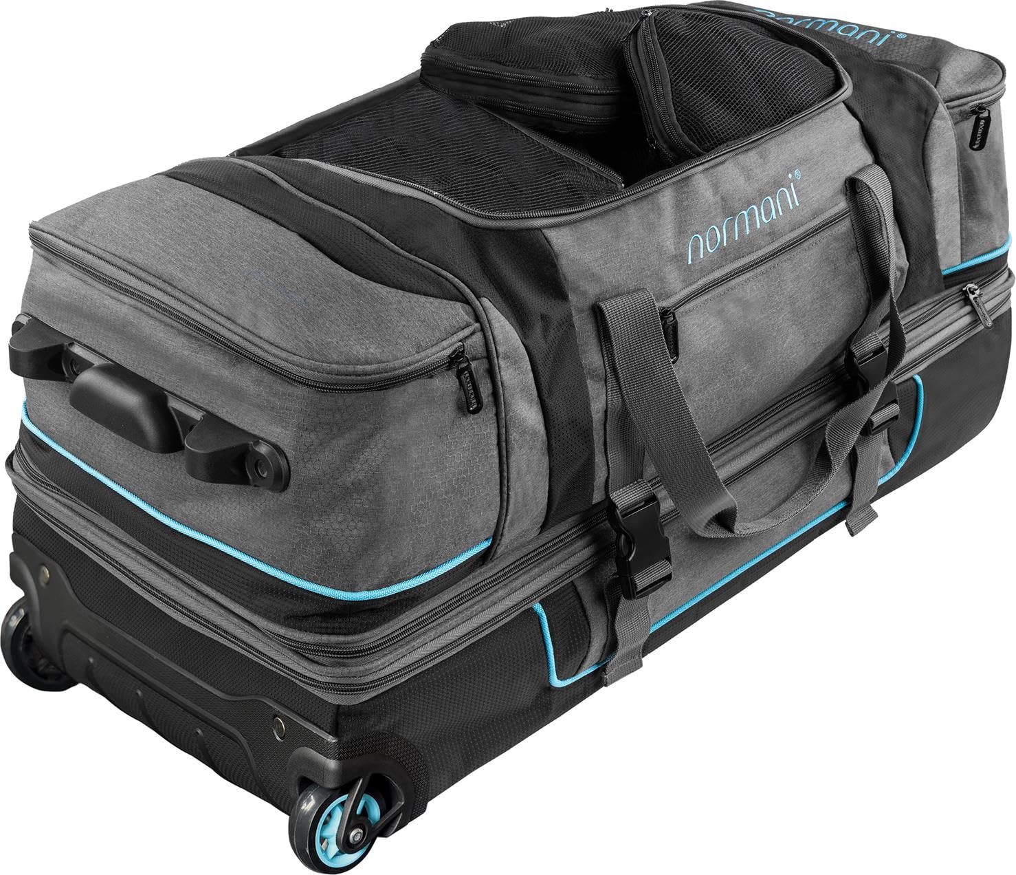 Reisetasche 120-150 L Reisetrolley mit Rollen mit Kleidertaschen Farbe Grau/Blau