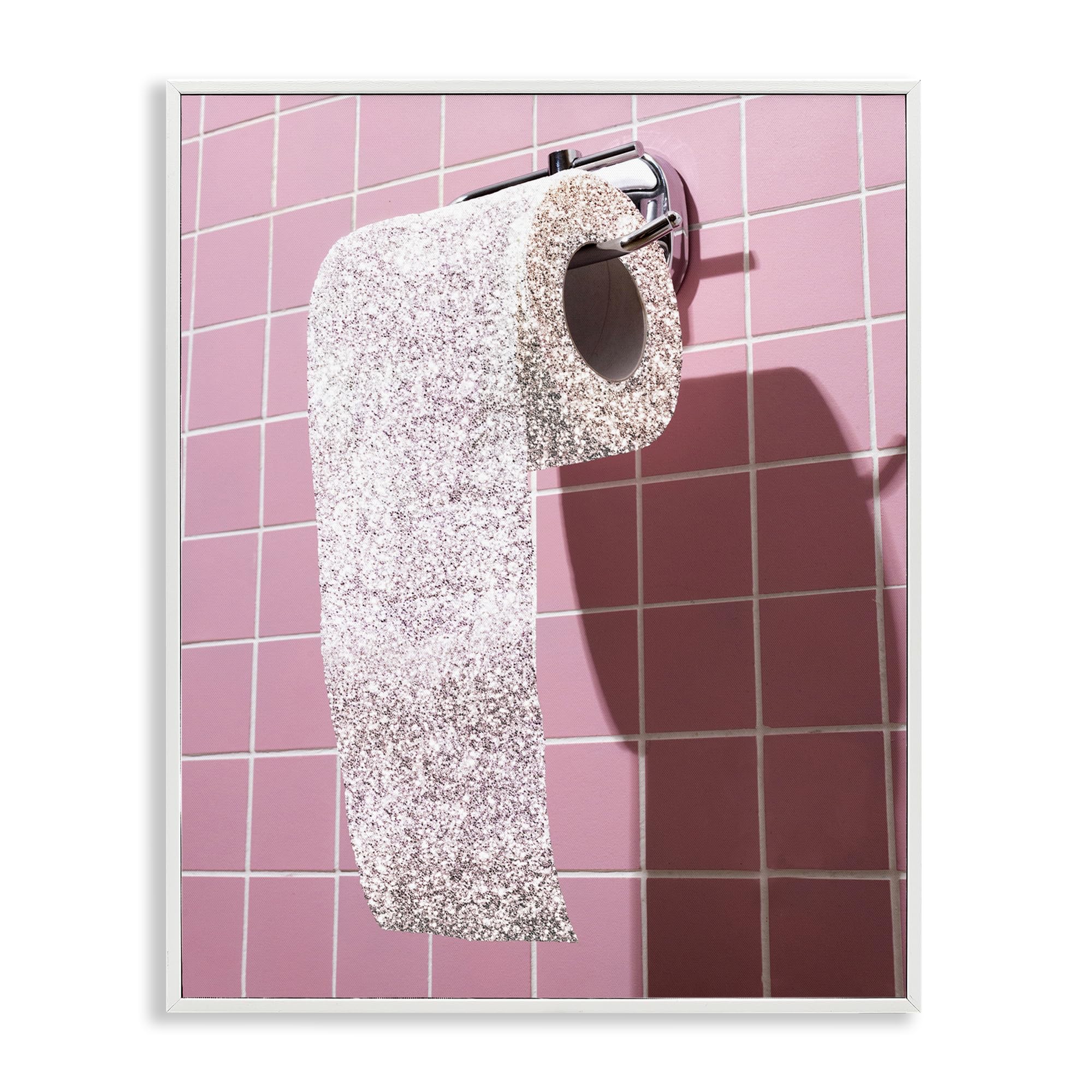 Stupell Industries Coastal White (Textured) Glam Novelty Bathroom Chic, 24 X 30 Inch Framed Giclée Print