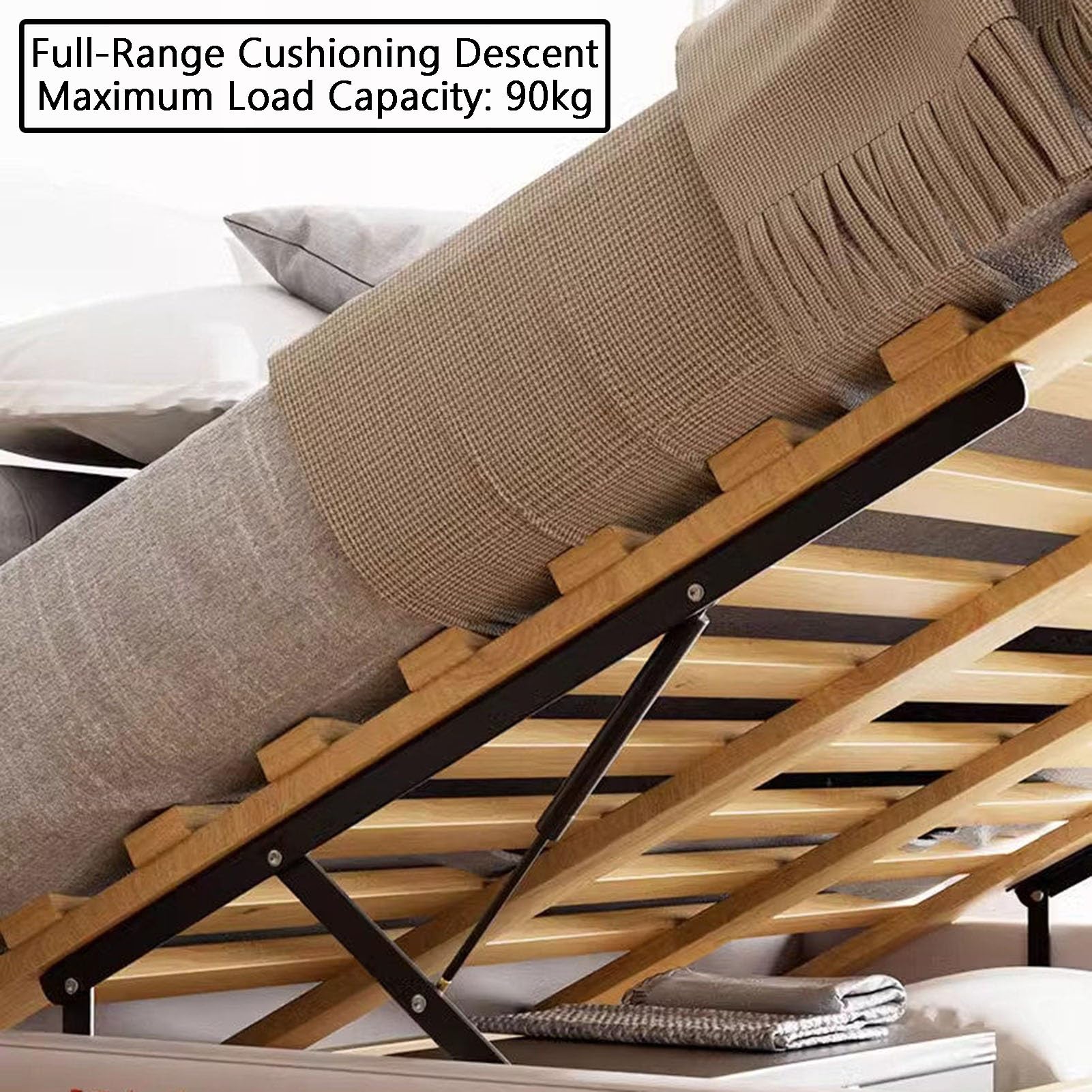 Juego De 2 Paquetes Resortes Gas Elevación, Mecanismo Cama Almacenamiento Hidráulico Alta Resistencia, Capacidad Carga 30-90 Kg 1,9-4,9 Pies, For Caja Gabinete Sofá(White,80cm/31.5inch)