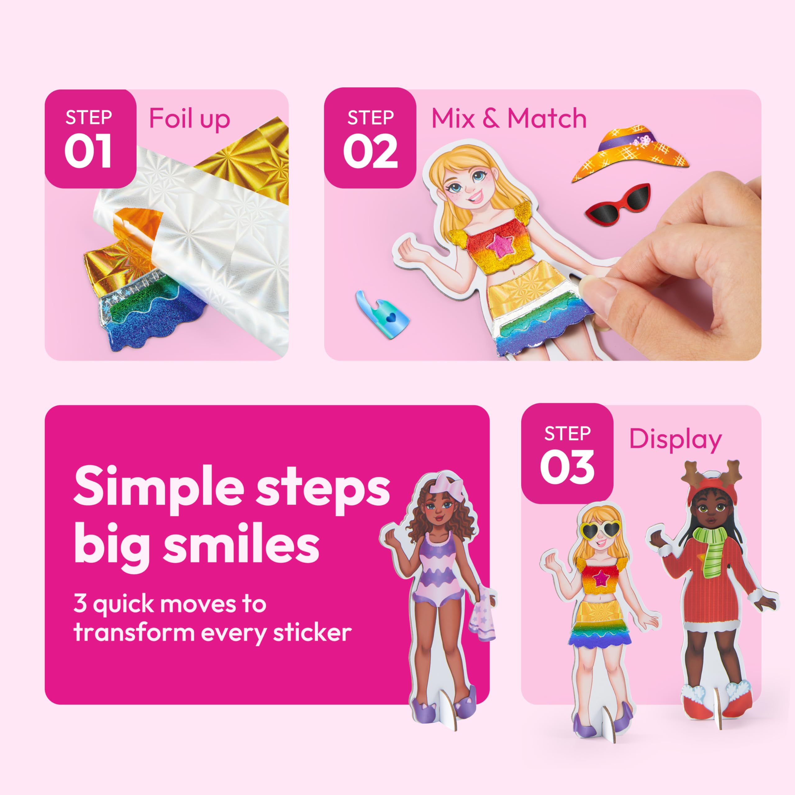 Klever Kits Muñecas magnéticas de vestir para niñas a partir de 4 años, juego de estilo de lujo con 5 muñecas de princesa, más de 60 trajes magnéticos y accesorios de aluminio, libro de actividades