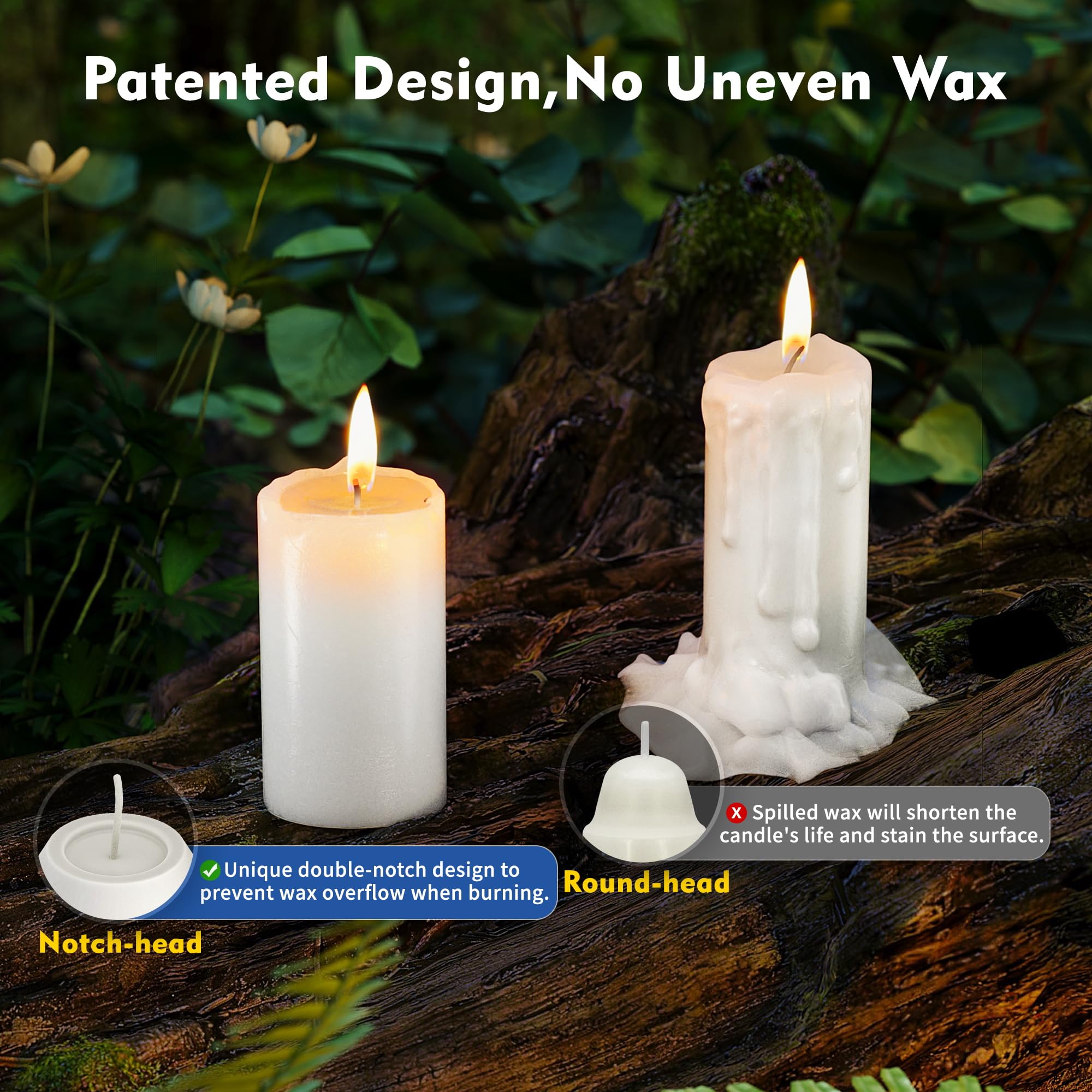 8Pack 15H+ Emergency Candles Long Burning Survival [18H+ Inside Candle Lanterns], 3“ Unscented White Pillar Candle, Survival Candles for Power Outage, Camping, Hurricane