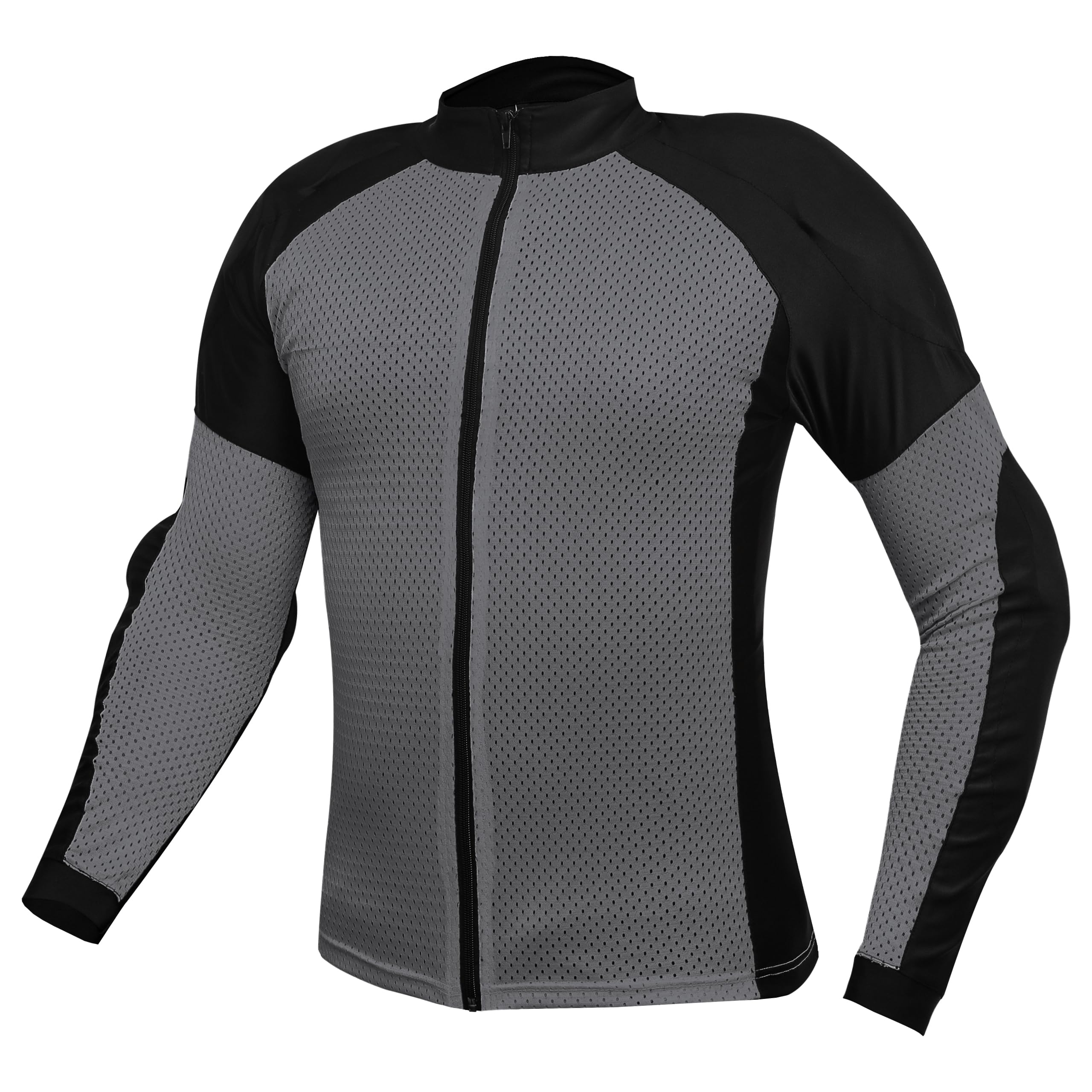JAIDEZ Motorcycle Armored Shirt for Men & Women Breathable Mesh Motorcycle Protective Riding Gear with CE Protection & Removable Padding for Biker. Grey/Black