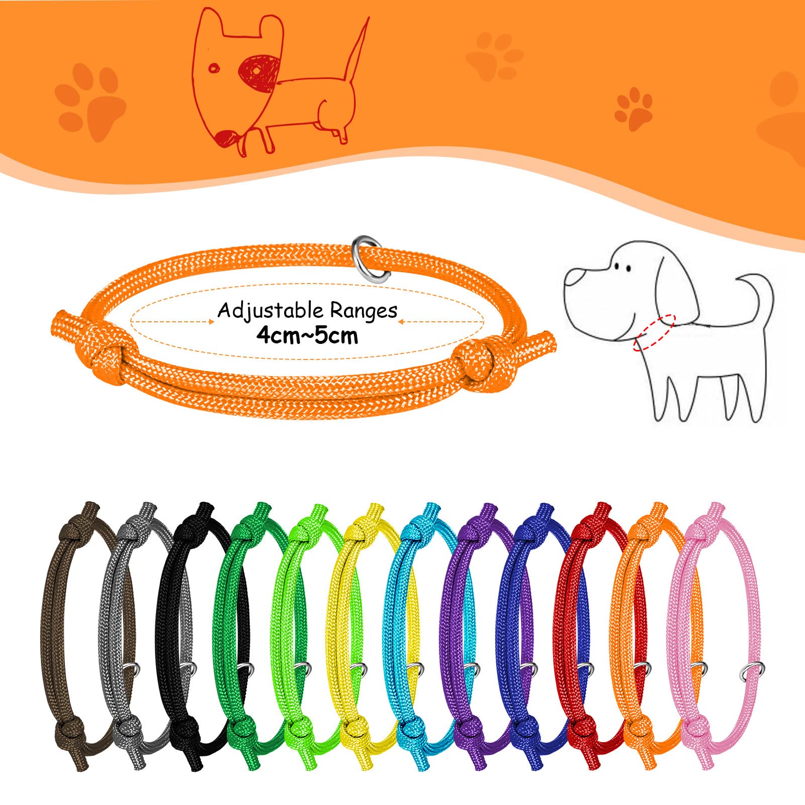 tonyg-p 12pcs Puppy ID Collars Whelping Collars Adjustable Puppy ID Bands Identification Puppy Collar for Dog Kitten Newborn Pet,Multi Coloured (S,12-20CM) - Image 2