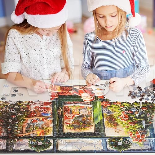 Miniatura 5 de Calendario de Adviento de Navidad 2023 - Tienda de Navidad, 1000 piezas de rompecabezas de vacaciones para niños y adultos, 24 cajas de rompecabezas
