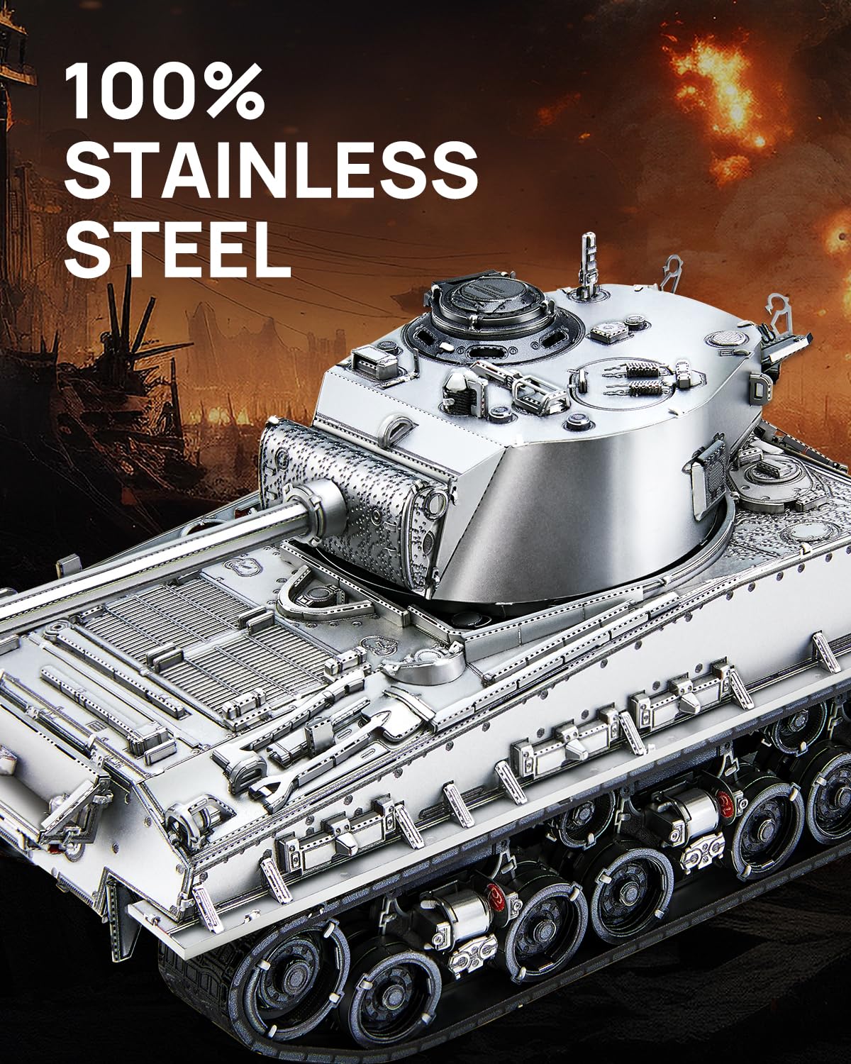 Piececool Casse-tête 3D en métal pour adultes, kit de modèle de réservoir moyen M4 Sherman, kits de modèle militaire pour construire des loisirs créatifs, décoration de la maison, meilleurs cadeaux