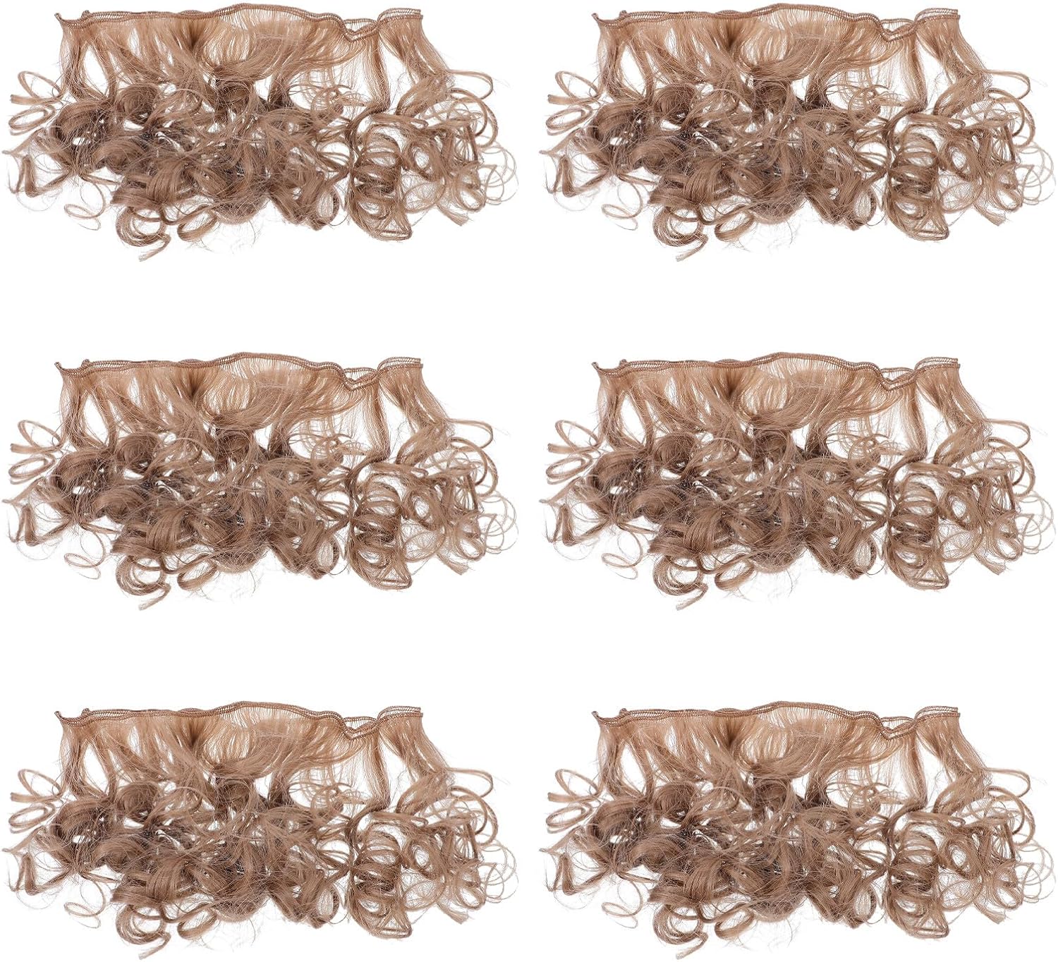 Ipetboom 6pcs Curly Doll Hair Weft, Synthetic Doll Making Wig 15cm/6"
