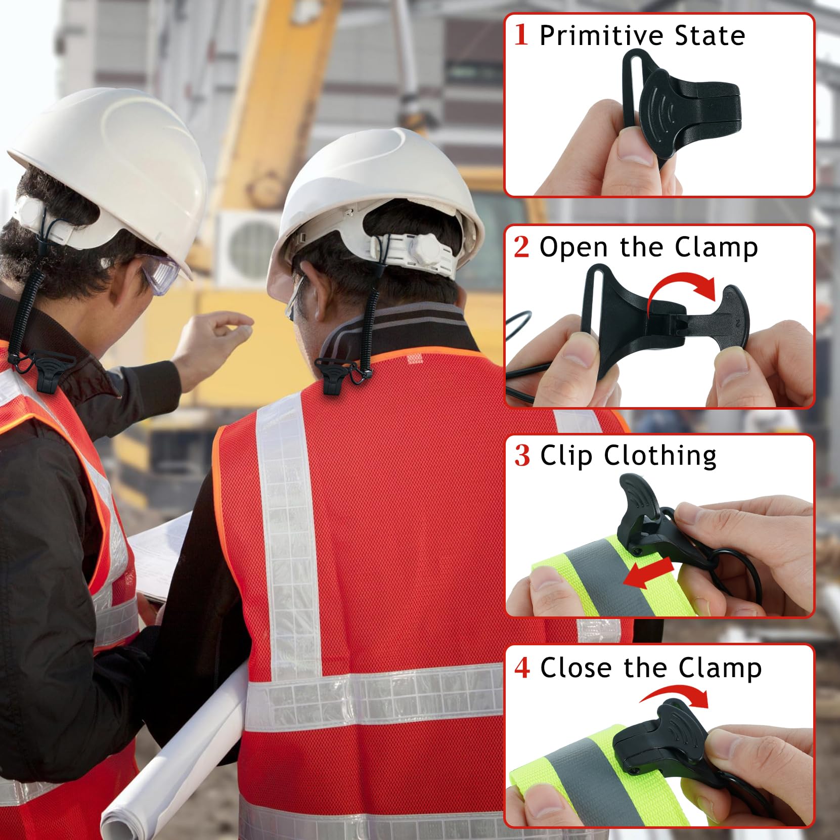 Hard Hat Lanyard Clamp Hard Hat Lanyard, Coil Lanyard Dual Carabiner Tool  Lanyard