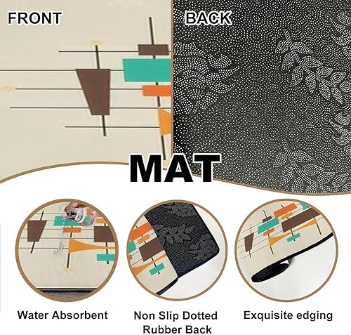 Miniatura 5 de Juego de alfombras de cocina de los años 50, estilo vintage, retro, de los años 50, Mod Fifties, geométrico, tapete de cocina para piso