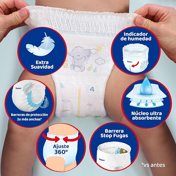 Dodot Activity Pants Diaper-Briefs Size 4, 86 Nappies, 9kg-15kg, With 360