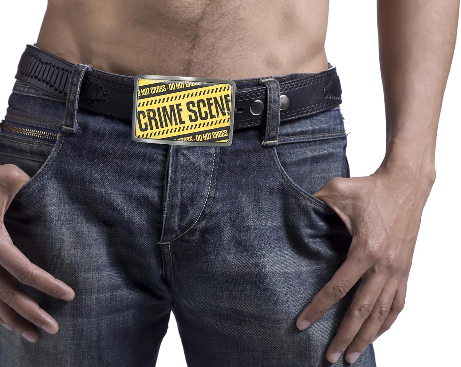 Person wearing the CSI Belt Buckle with jeans