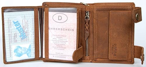 Miniatura 5 de Born to Ride Biker's RFID Cartera de cuero genuino con cadena de metal con moto, Marrón, Billetera triple