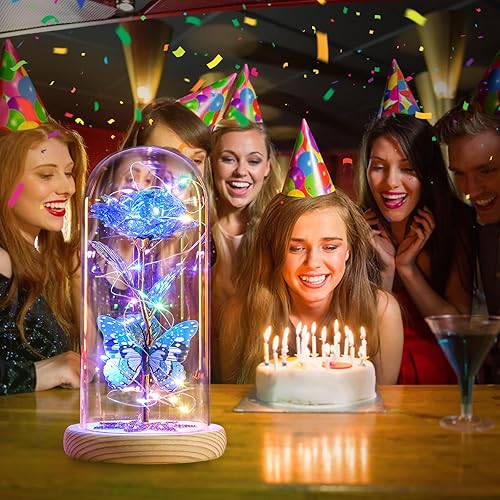 Miniatura 4 de Regalos para mujeres, regalos para mamá, regalos para el día de la madre, regalos de rosas de cristal de galaxia, rosa en cúpula de cristal, regalos