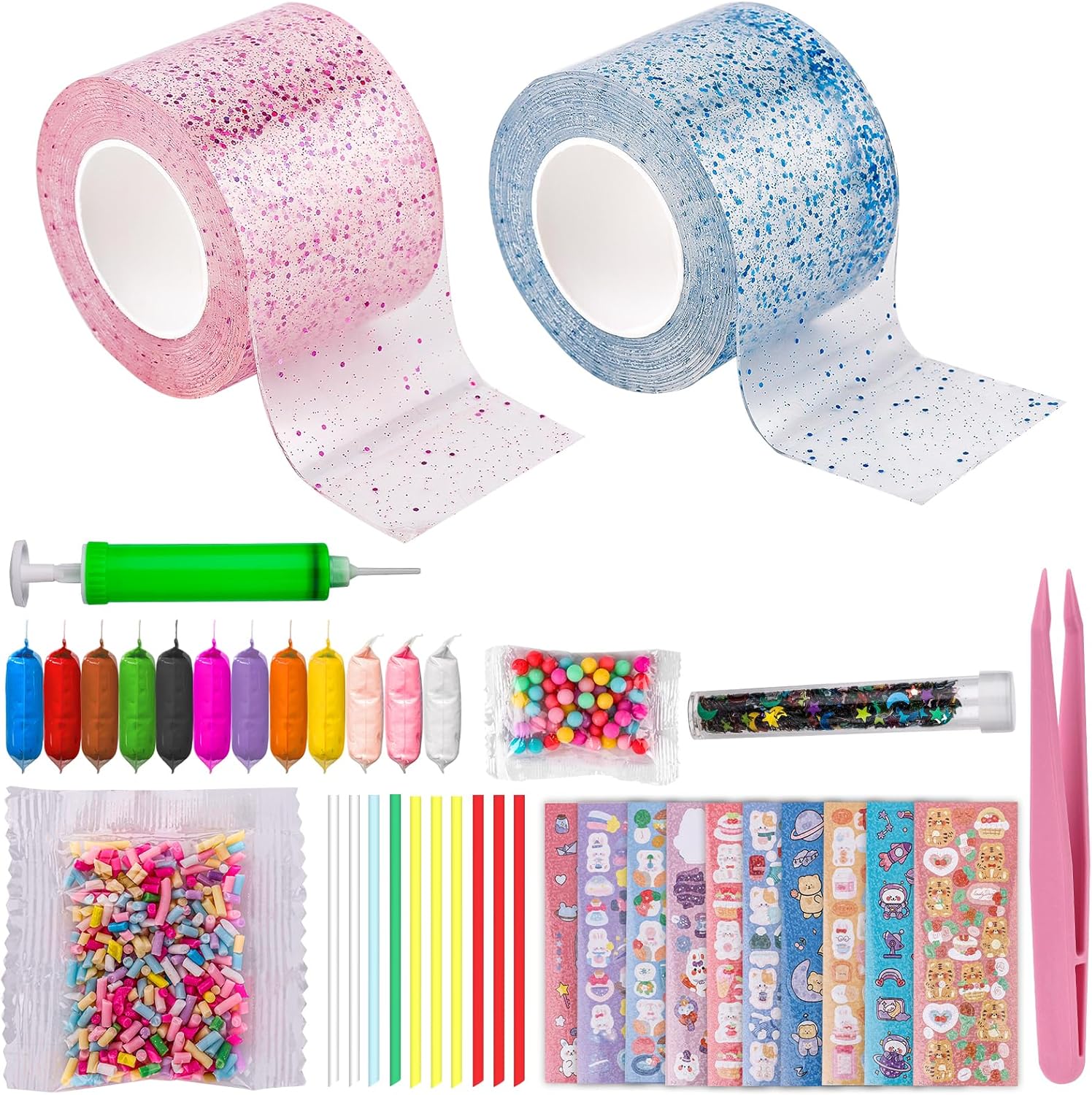 Nano Tape Bubbles Kit, Glitter Nano Tape Bubbles Pink and