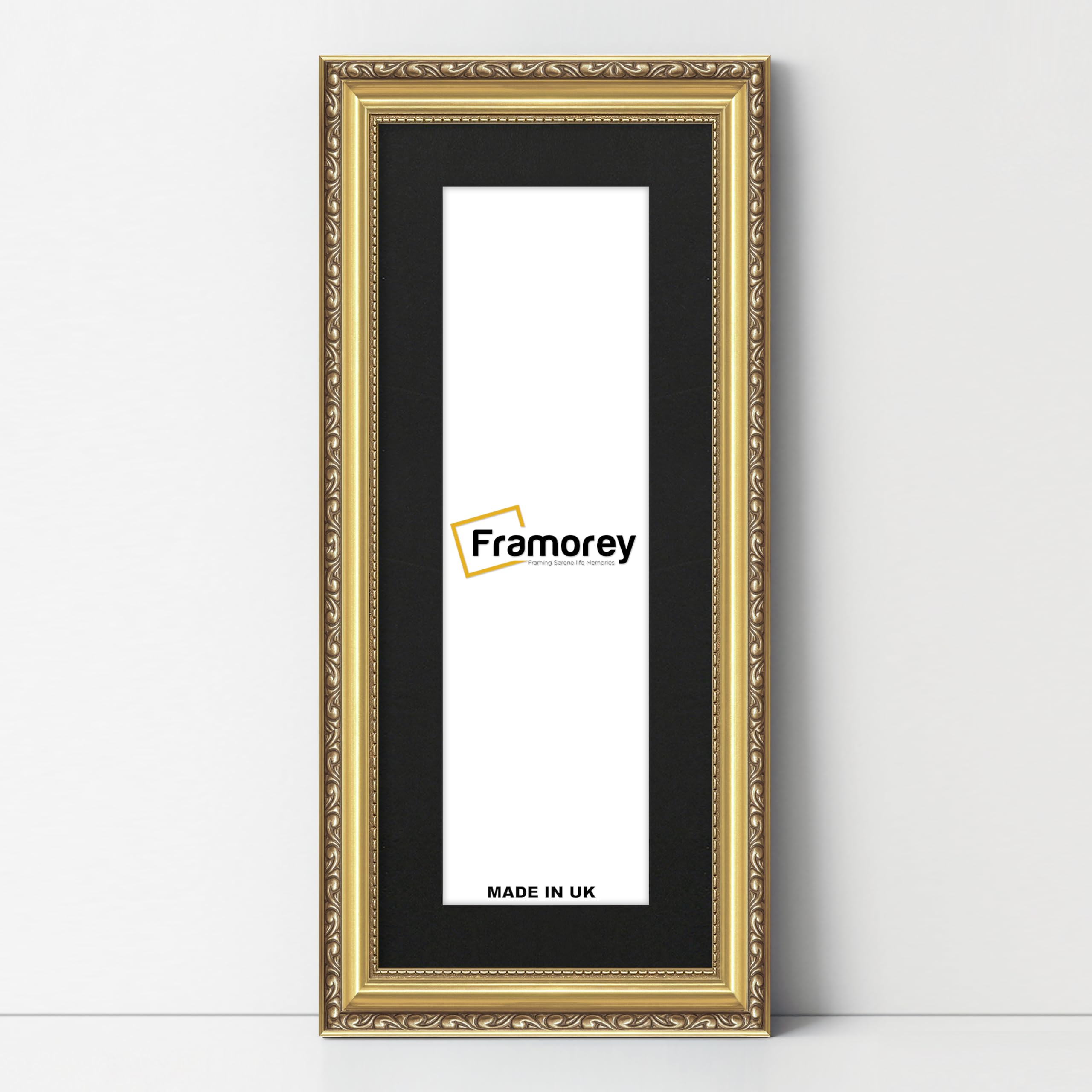 Framorey Framing Serene Life Memories Gold With Black Mount Framorey Oxford Shabby Chic Antique Panorama Style Picture Frame, 28X16" Size Gold Photo Frame With 24X12" Size Black Mount, Wall Hanging Frames, Best Frames For Home Decoration
