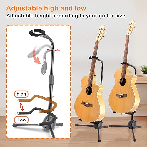 Miniatura 4 de Soporte universal para guitarra con bloqueo seguro para cuello, soporte de guitarra acústica para guitarra eléctrica, accesorios de bajo, soporte de