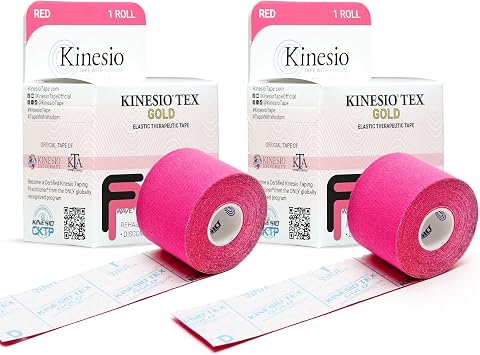 Kinesio Taping - Elastic Therapeutic Athletic Tape Tex Gold FP - Red 2 in. x 16.4 ft - 2 Pack