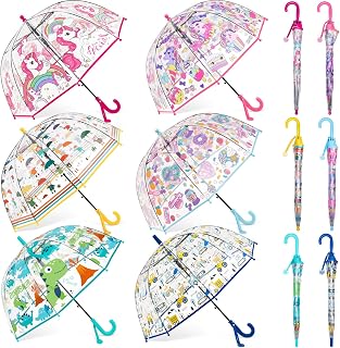 6 Pack Umbrella Kids Clear Bubble Umbrella for Rain Safety Dome Windproof Umbrella Cute Unicorn Bubble Umbrella for Children Toddler Kids Boys and Girls