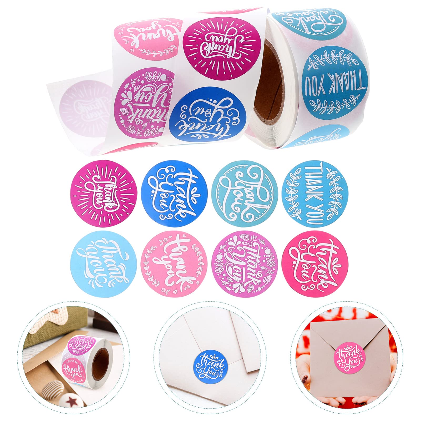 Abaodam 4rotoli Adesivi Ringraziamento Rotondi Per Buste Etichette Adesive Grazie Per Confezioni Sacchetti e Fai Da Te Perfetti Per Panetterie e Eventi Speciali Confezione