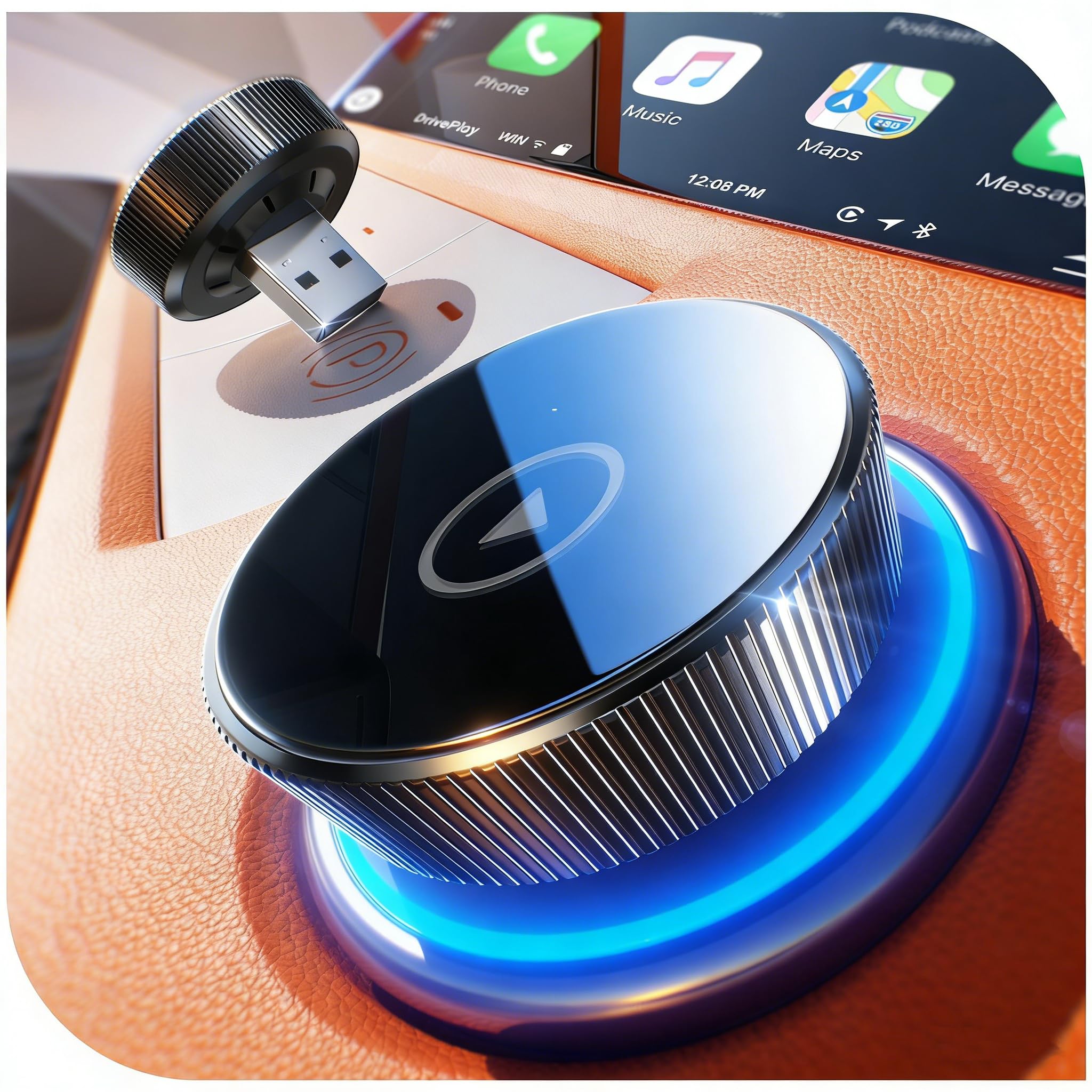 Cleviton für Apple Carplay Wireless Adapter, 2.Generation, Auto-Verbindung, Keine Latenz, Plug&Play, Mini Wireless Car Play Adapter, Kabellos Dongle für GPS-Geräte mit Navigation, Matt-Schwarz