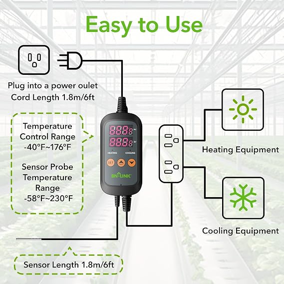 BN-LINK Temperature Controller Smart WiFi Thermostat for Heating Cooling