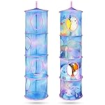 Basumee Stuffed Animals Net or Hammock 2 Pcs Stuffed Animals Storage Toy Net Hammock for Plushies Storage Organizer Mesh Kids Girls Room Decor, Blue Teal, 4 Tiers