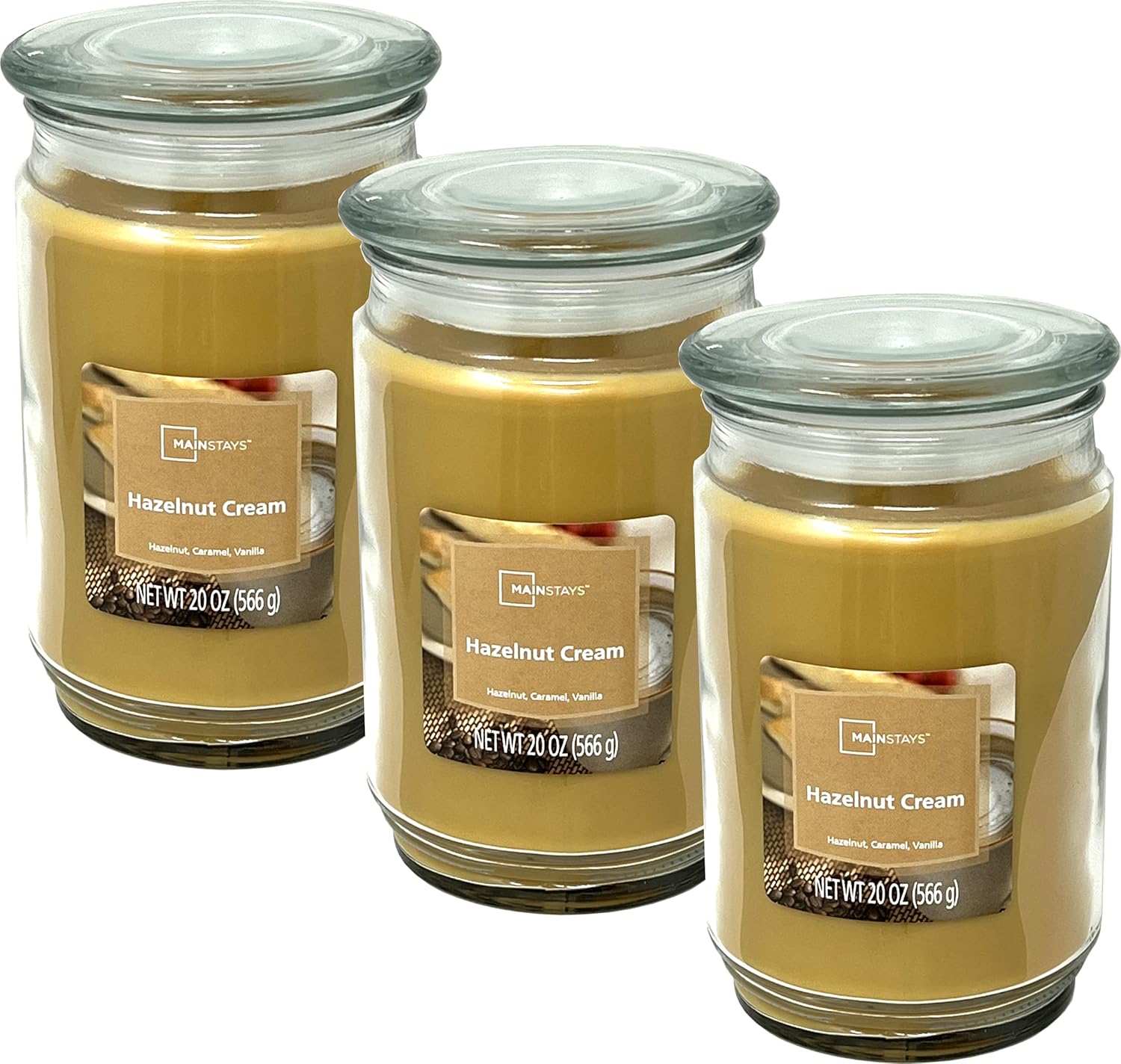 Maclock Mainstays 20oz Scented Candles 3-Pack (Hazelnut Cream), RF20-2022