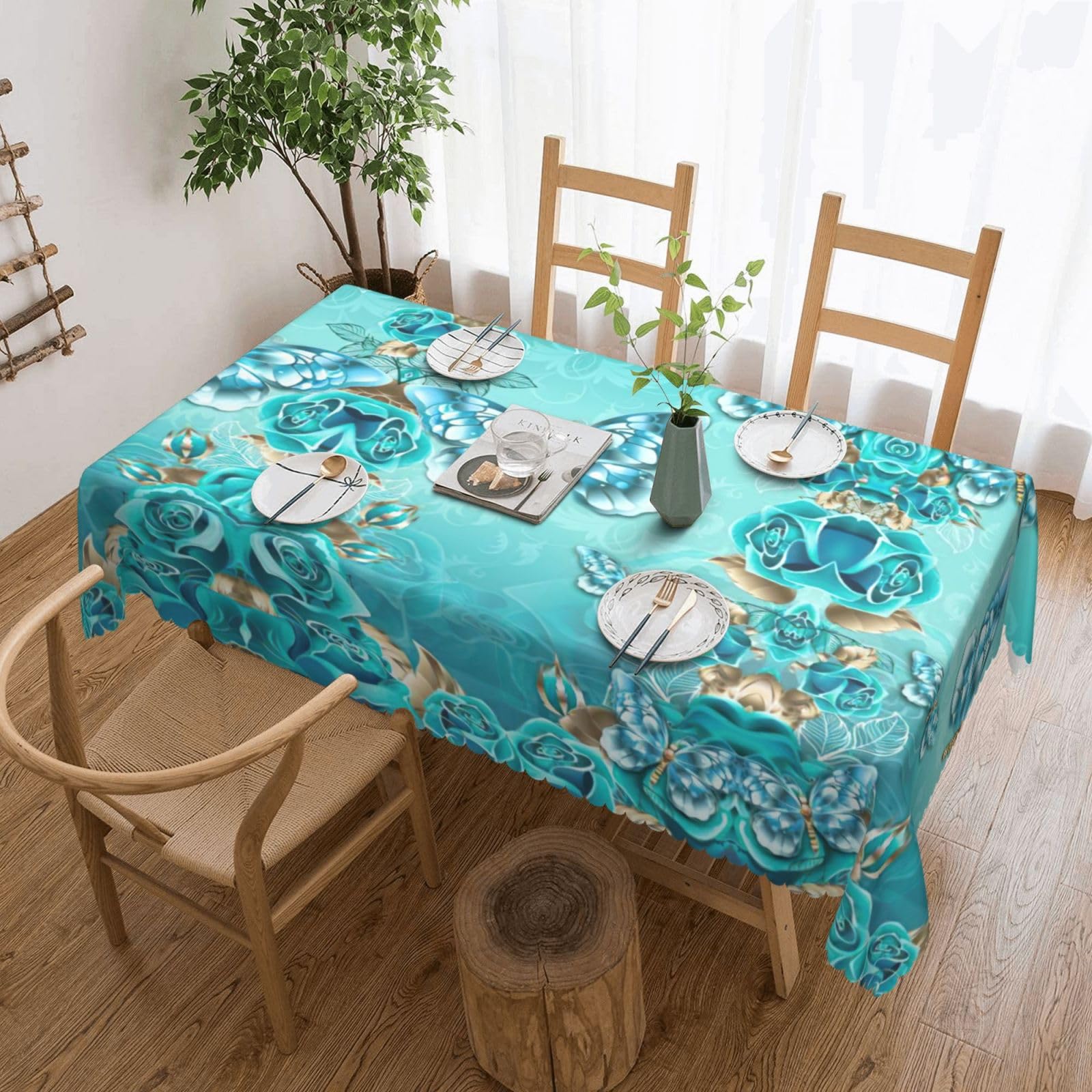 Nappe rectangulaire anti-déversement hydrofuge 132 x 178 cm pour salle à manger