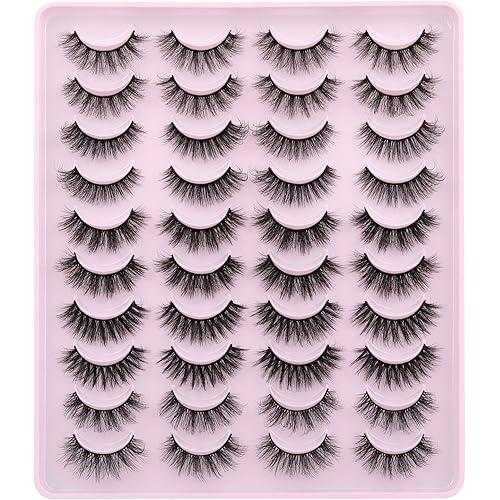 JIMIRE False Eyelashes Natural Fluffy Wispy Faux Mink Lashes 5D 14mm-18mm 5 Styles Mixed Lashes for Small Eyes Natural Look Fake Eyelashes 20 Pairs Multipack