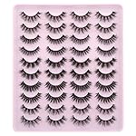 JIMIRE False Eyelashes Natural Fluffy Wispy Faux Mink Lashes 5D 14mm-18mm 5 Styles Mixed Lashes for Small Eyes Natural Look Fake Eyelashes 20 Pairs Multipack
