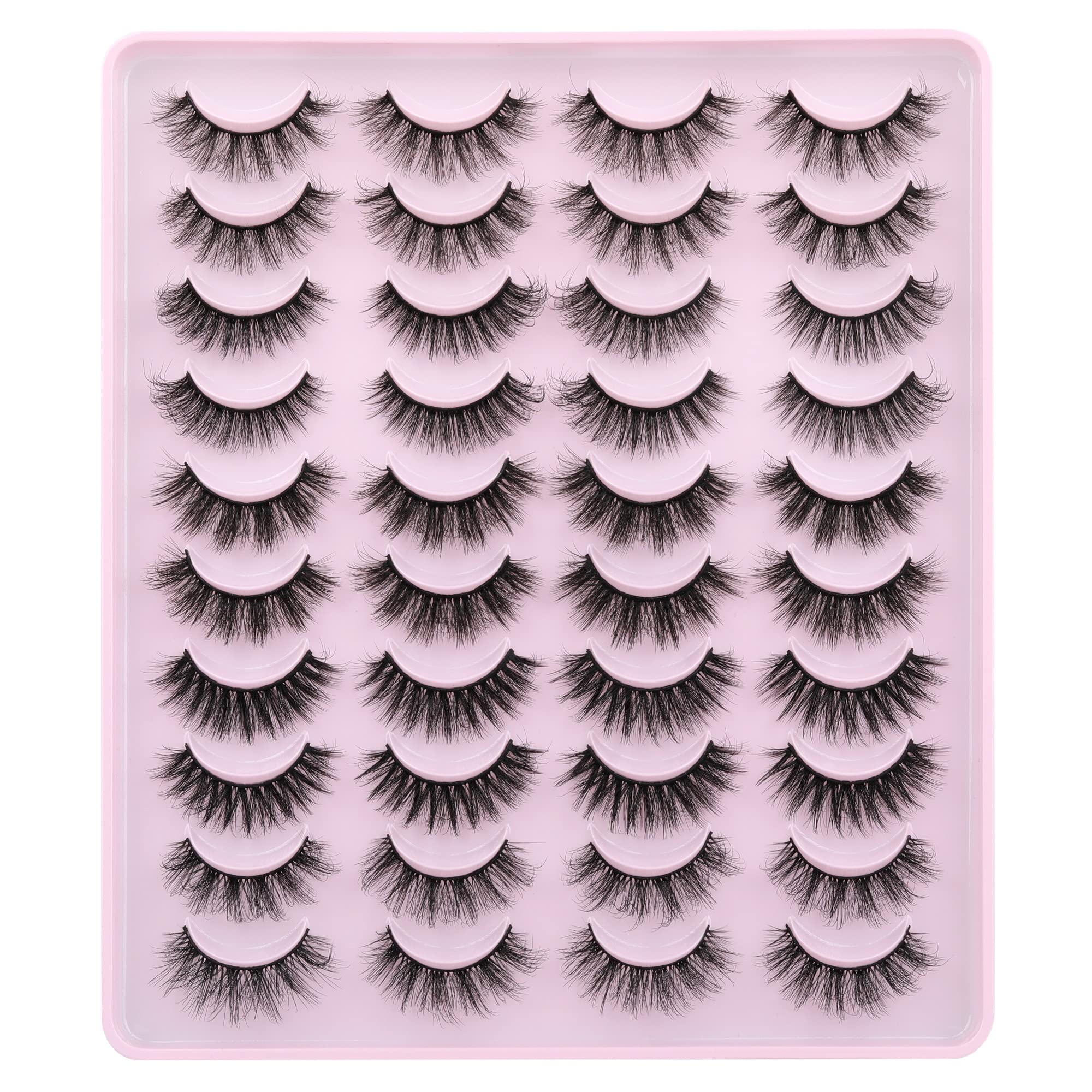 JIMIRE False Eyelashes Natural Fluffy Wispy Faux Mink Lashes 5D 14mm-18mm 5 Styles Mixed Lashes for Small Eyes Natural Look Fake Eyelashes 20 Pairs Multipack