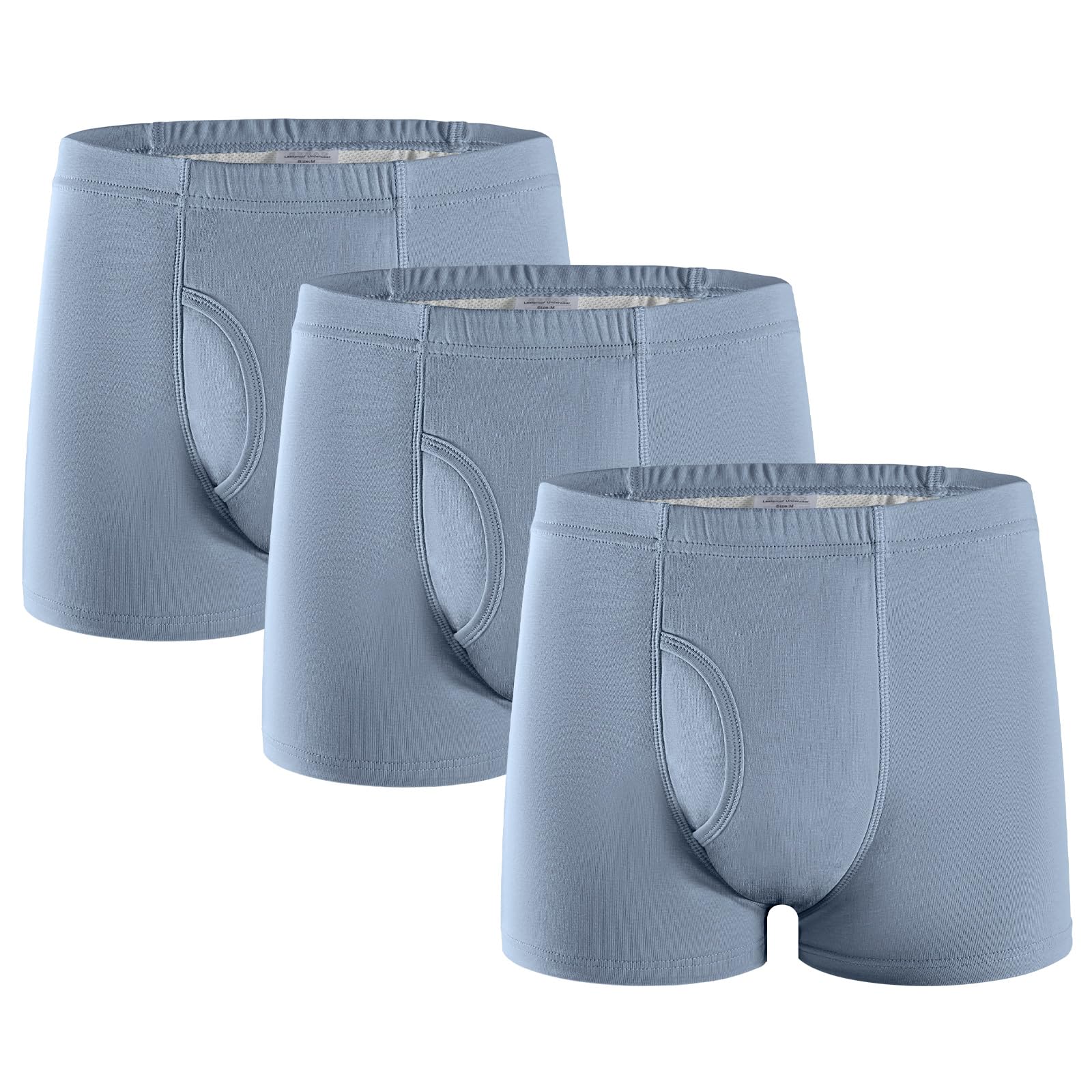 3 Pares de Calzoncillos para Incontinencia Hombre 250 ml Boxer de Algodón Lavable y Reutilizable con Almohadilla Absorbente Ropa Interior Absorbente Azul Grisáceo Talla M